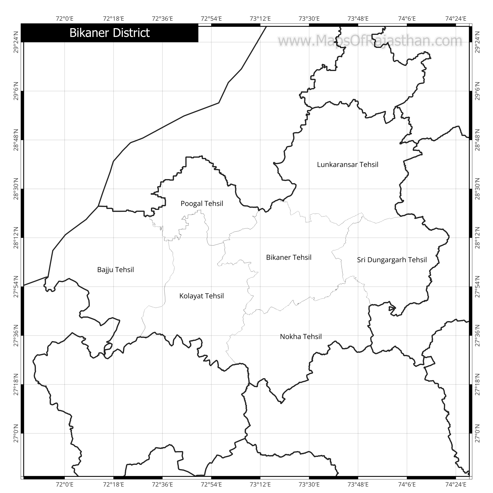 Bikaner District Map With Tehsil Names