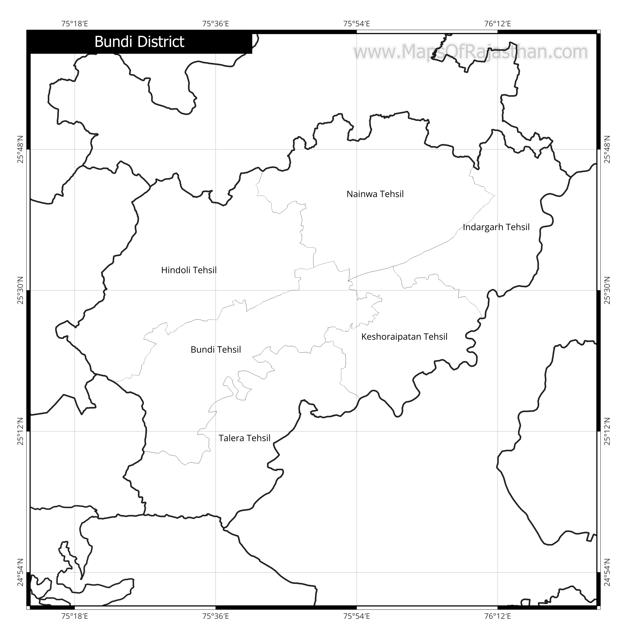 Bundi District Map With Tehsil Names