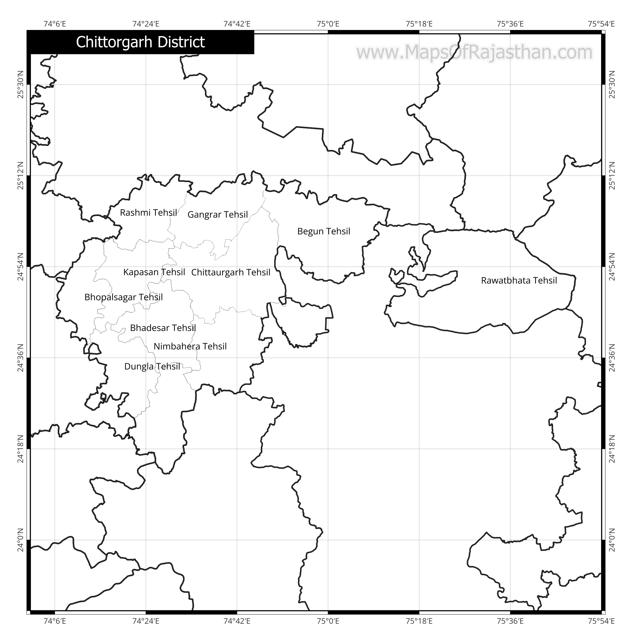 Chittorgarh District Map With Tehsil Names