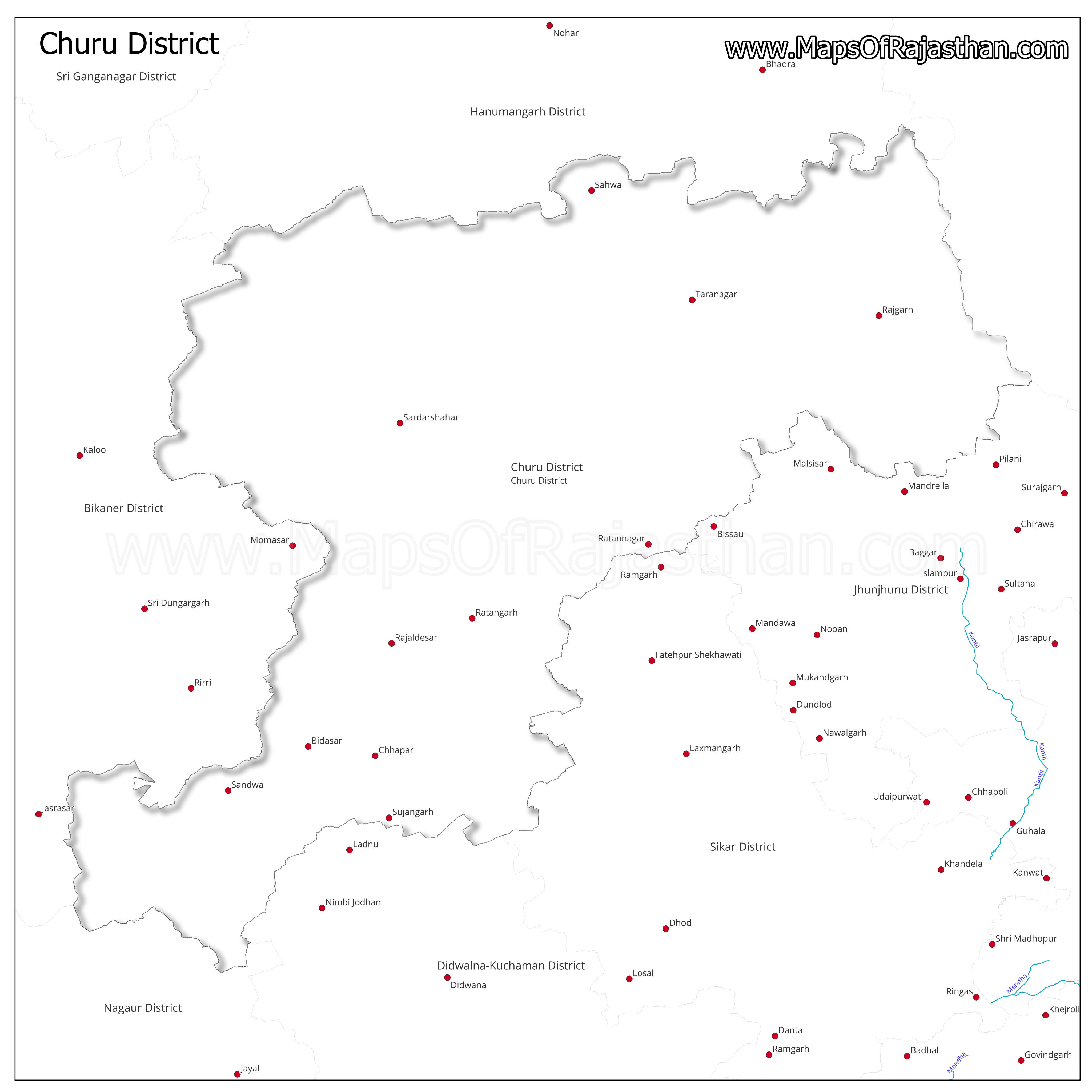 Churu District : Rivers Map