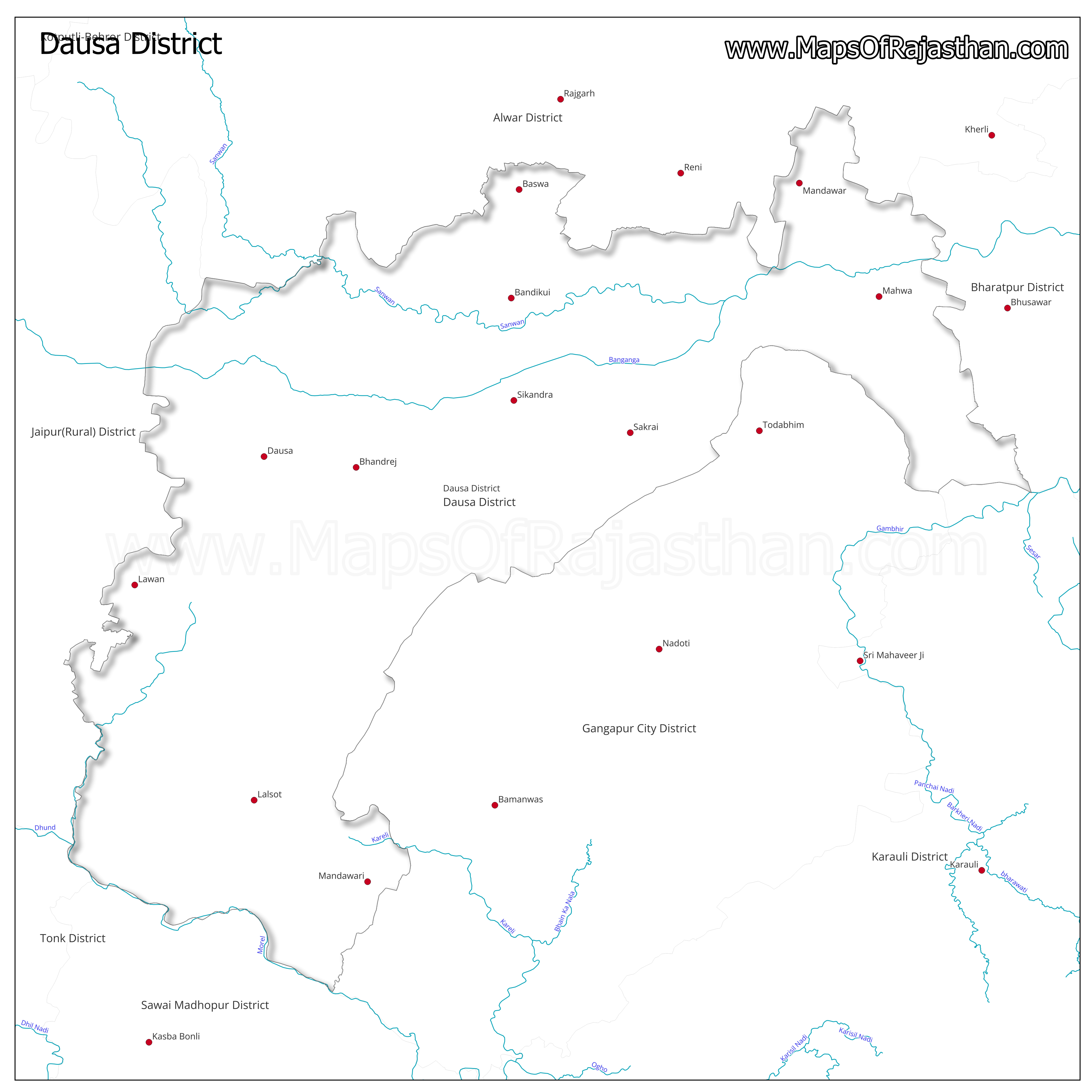 Dausa District : Rivers Map
