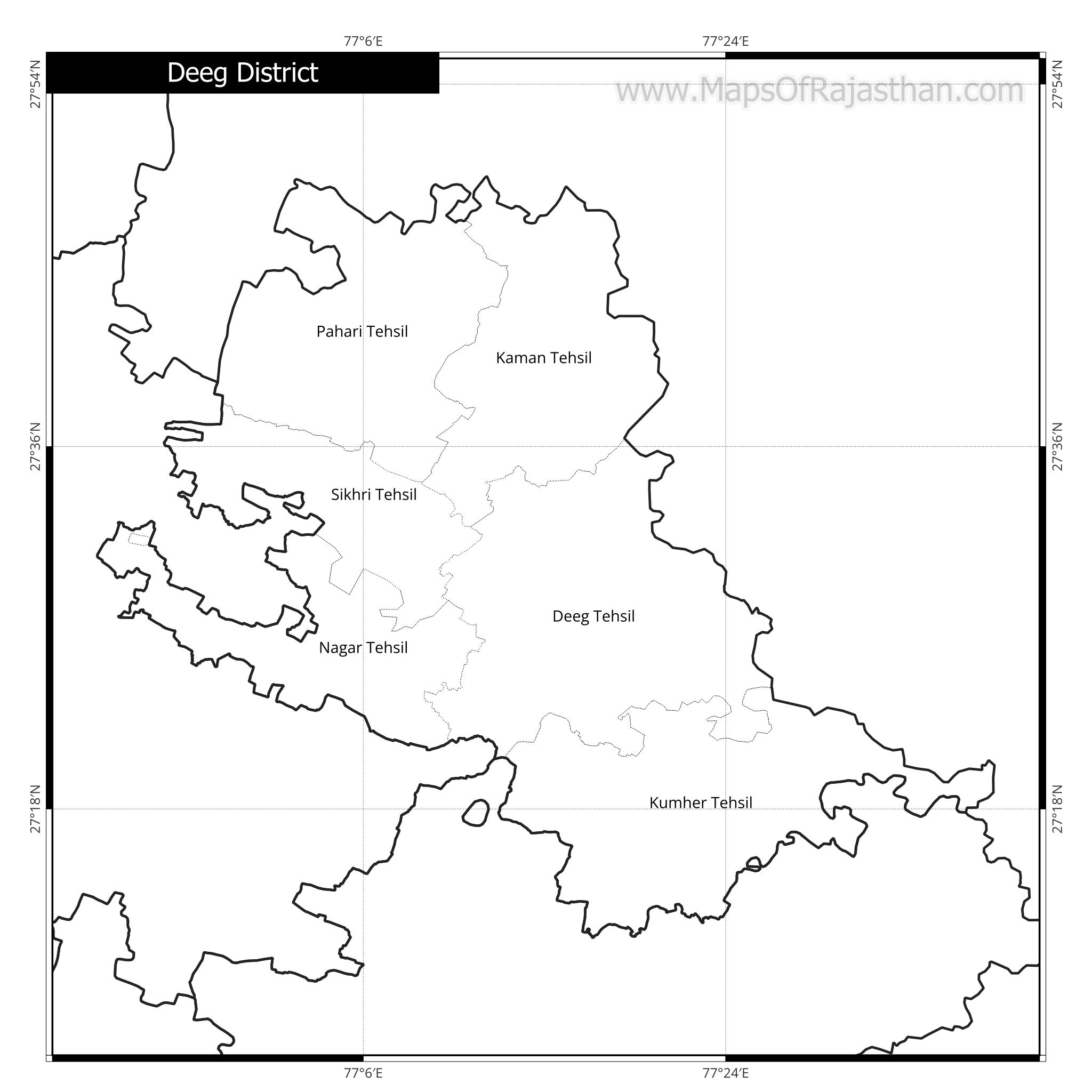 Deeg District Map With Tehsil Names
