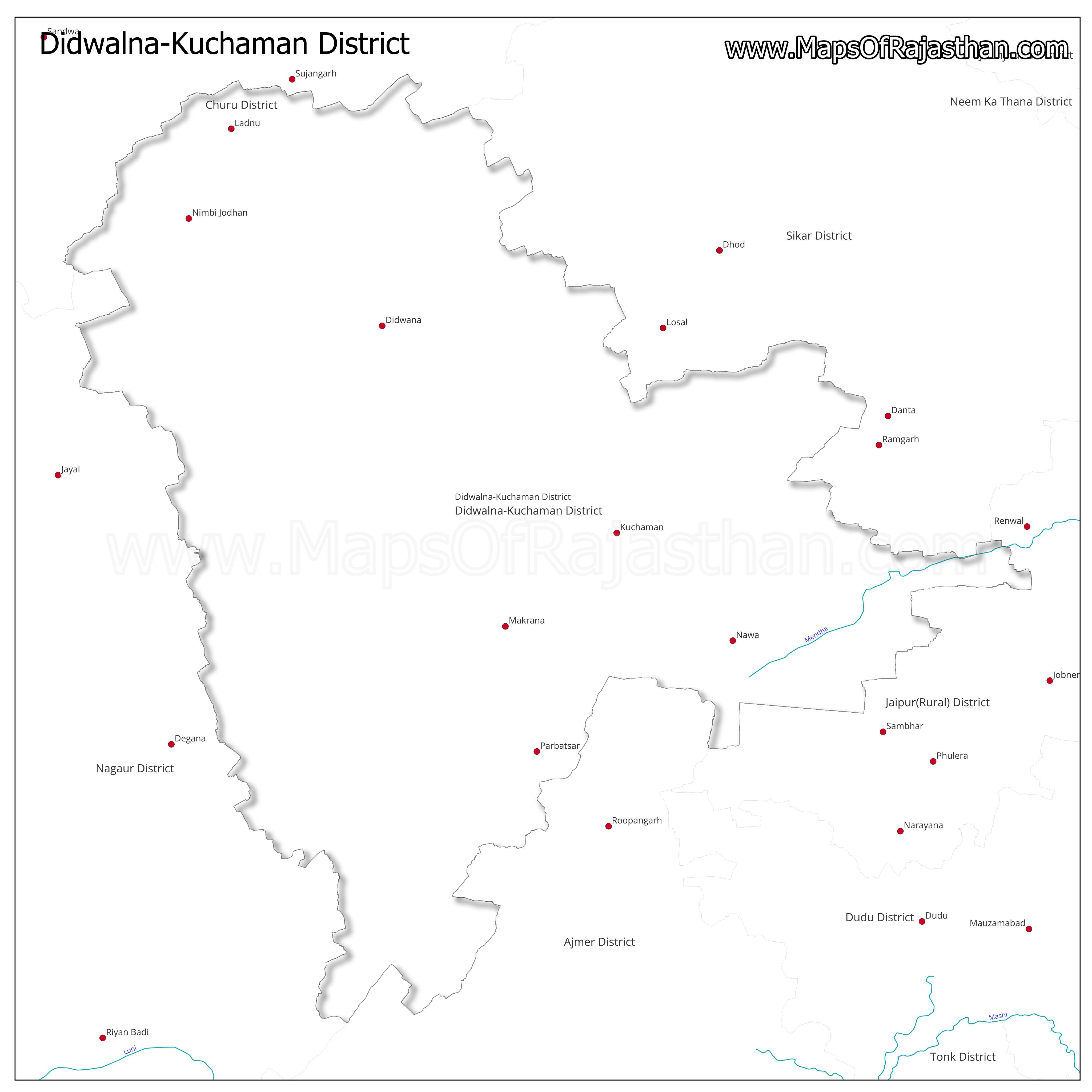 Didwana Kuchaman District : Rivers Map