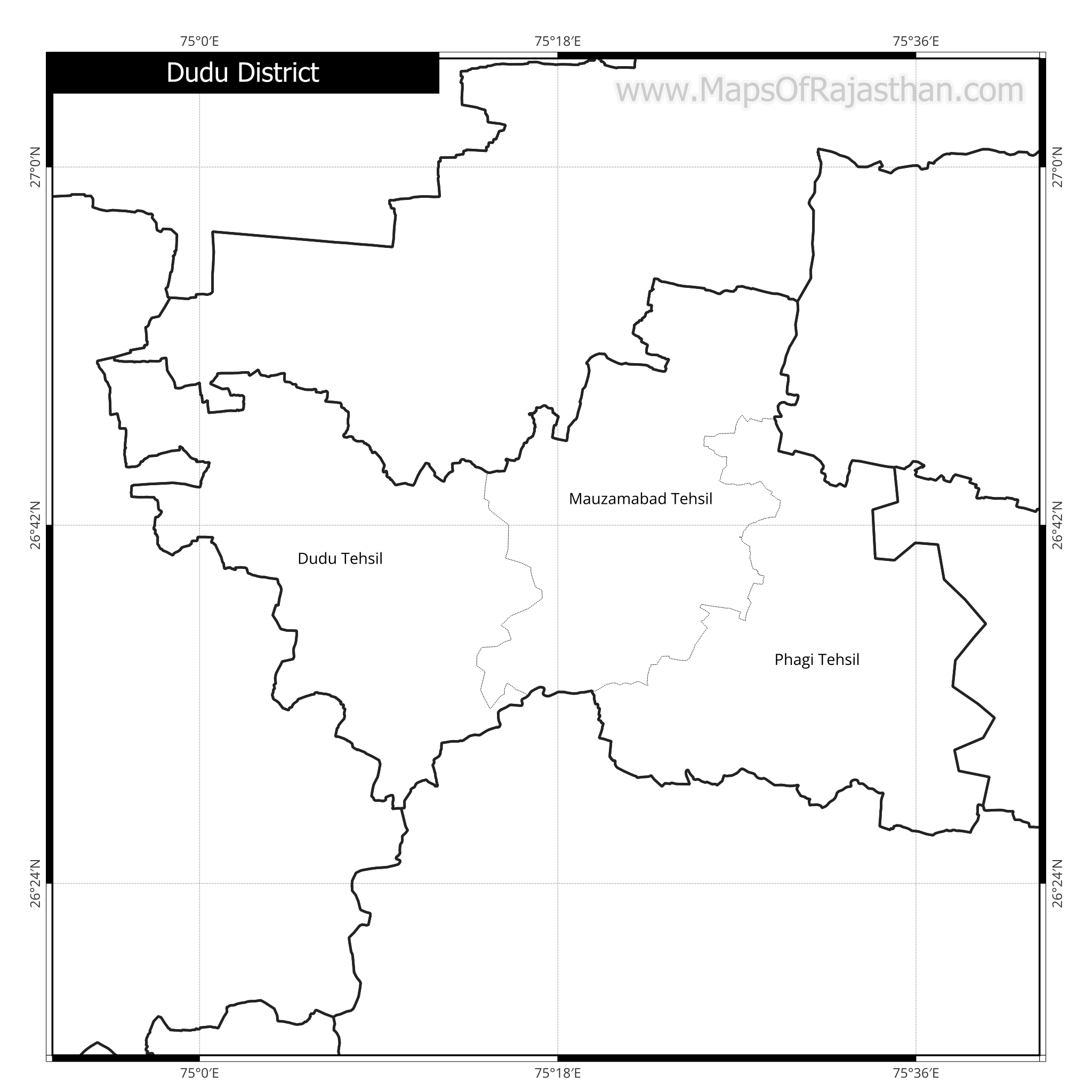 Dudu District Map With Tehsil Names