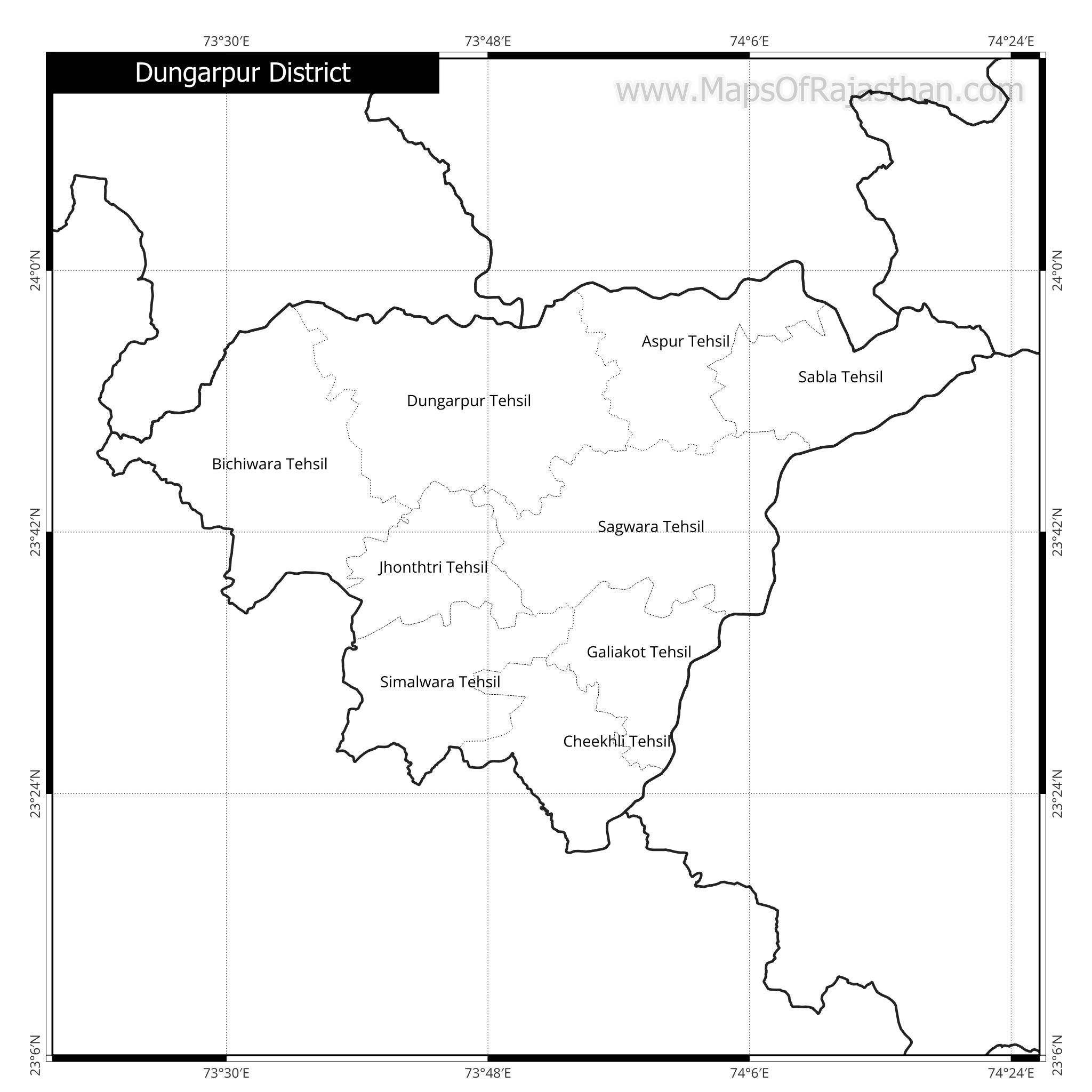 Dungarpur District Map With Tehsil Names
