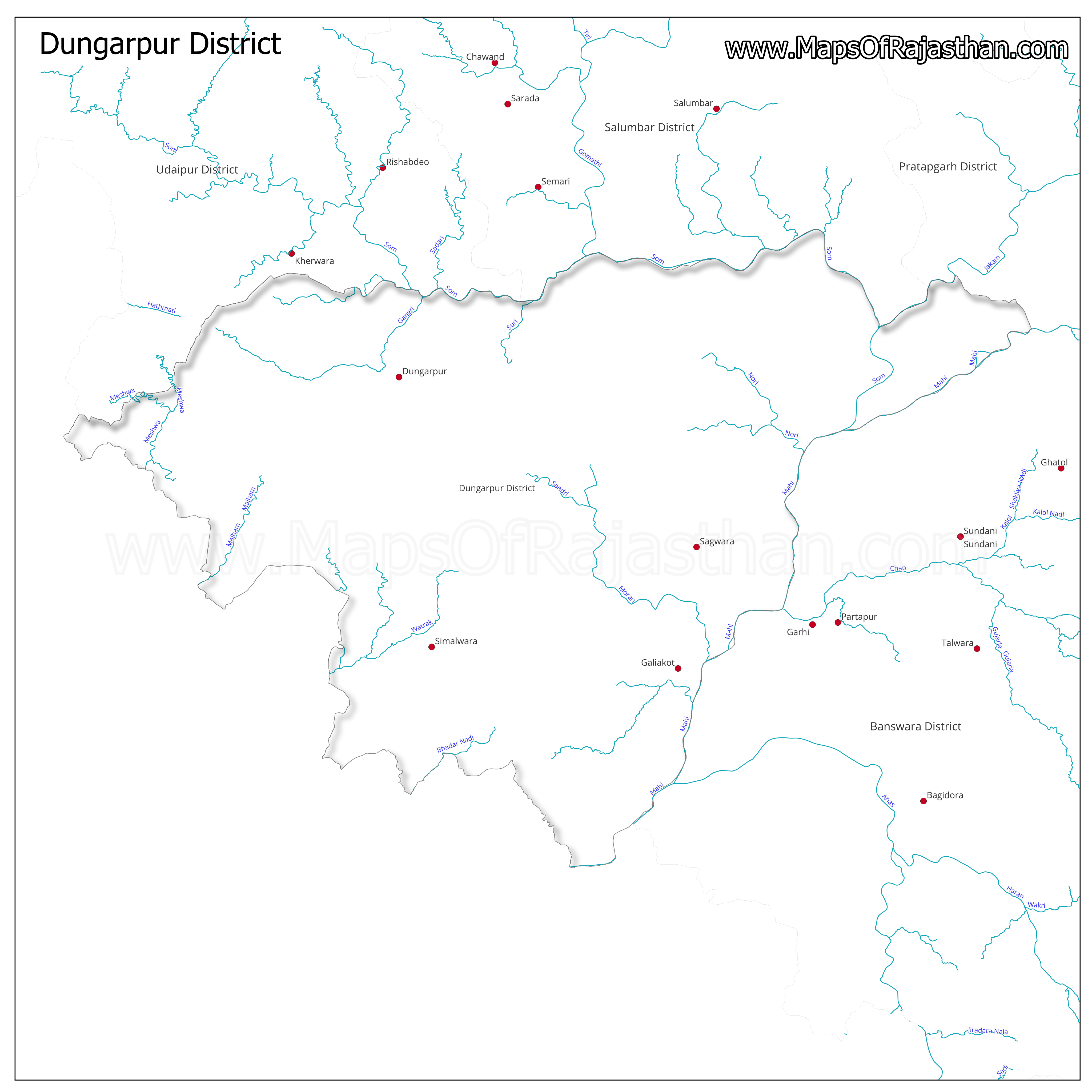 Dungarpur District : Rivers Map