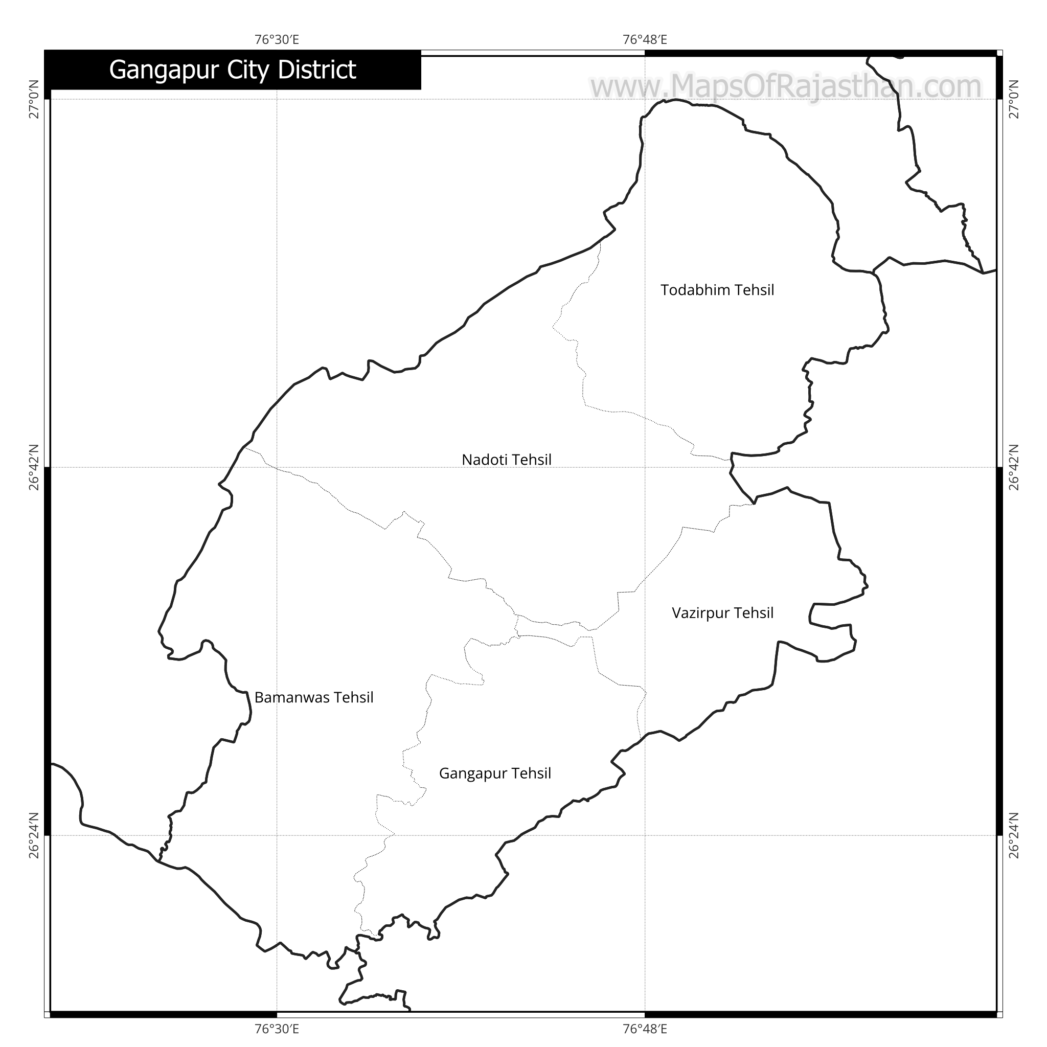 Gangapur District Map With Tehsil Names