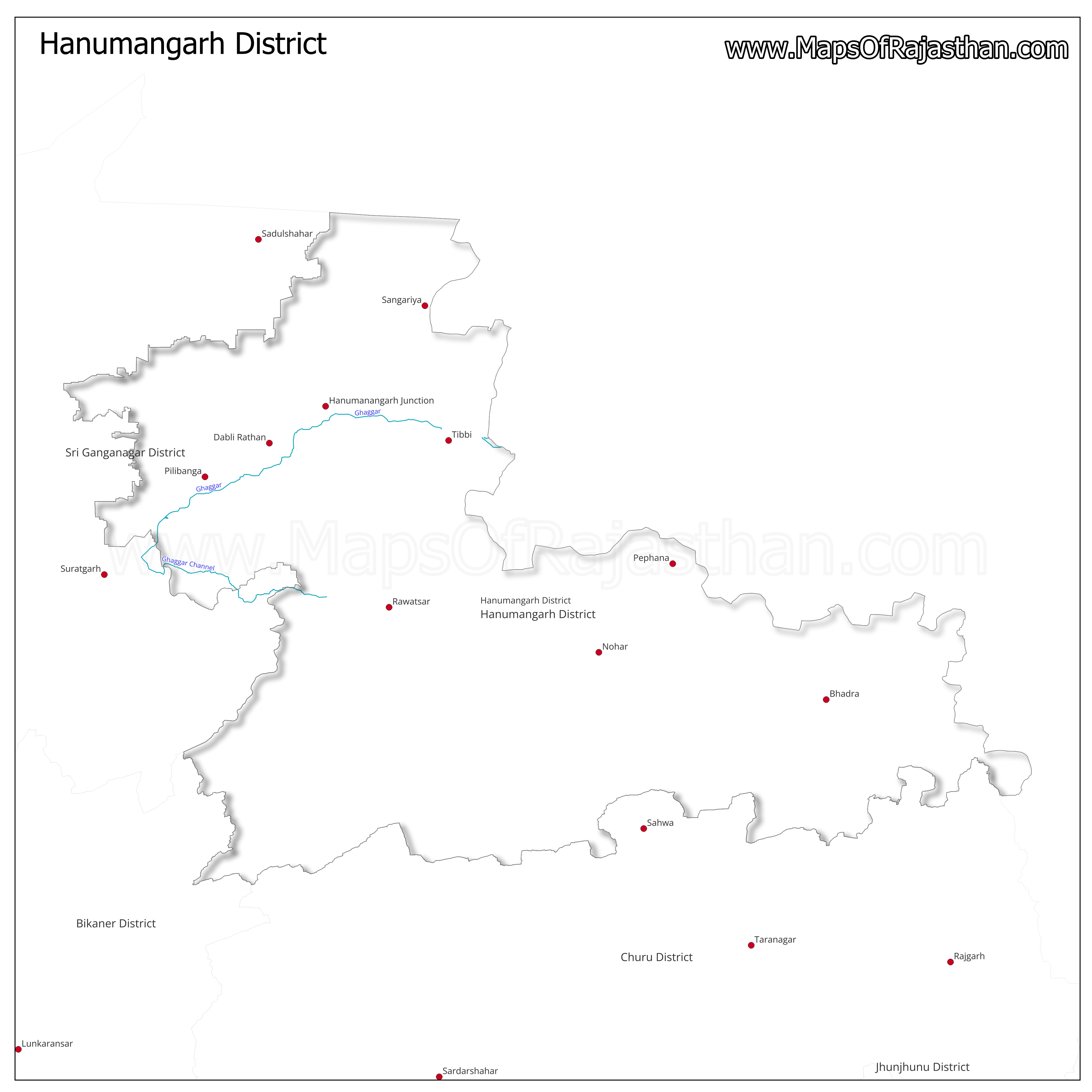Hanumangarh District : Rivers Map