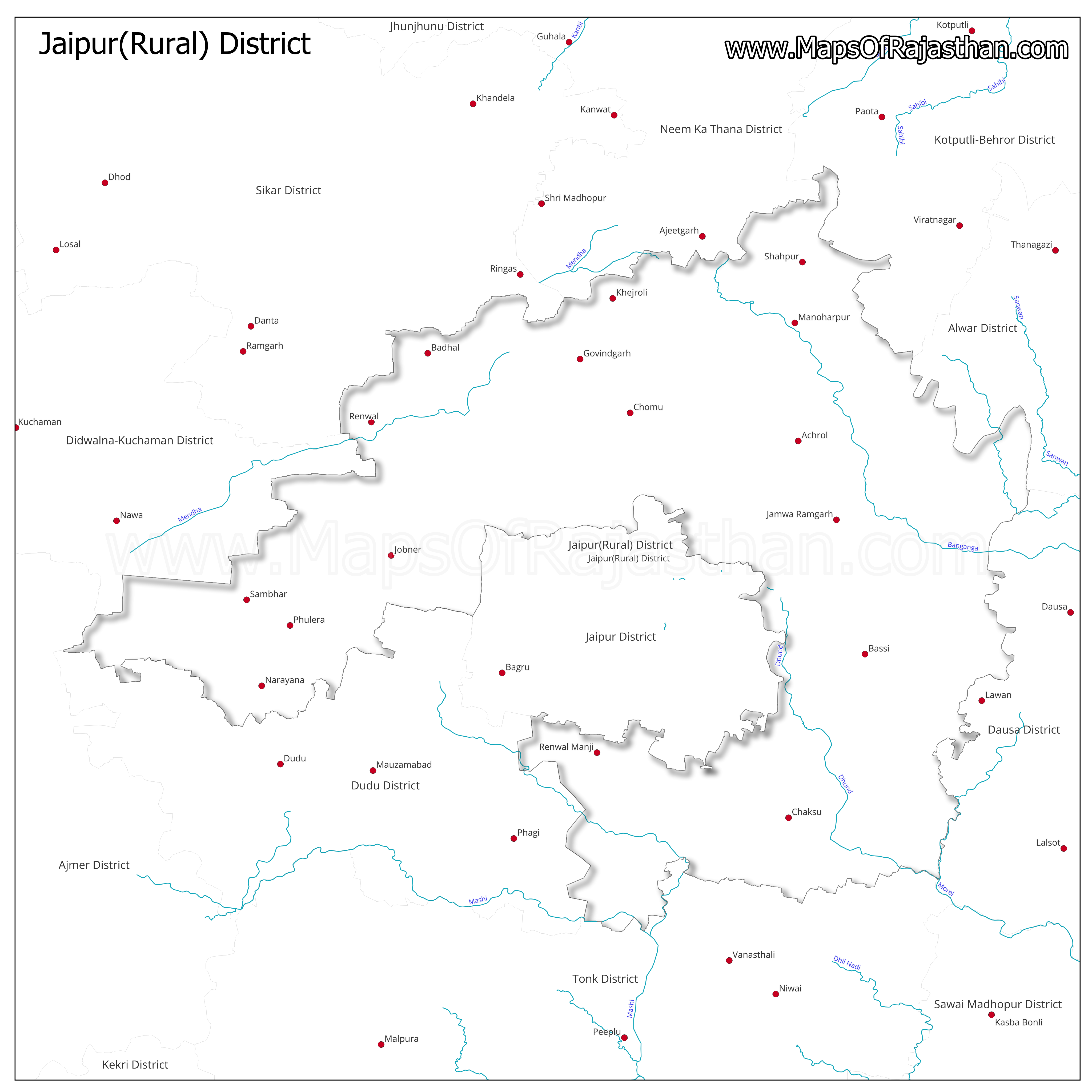 Jaipur Rural District : Rivers Map