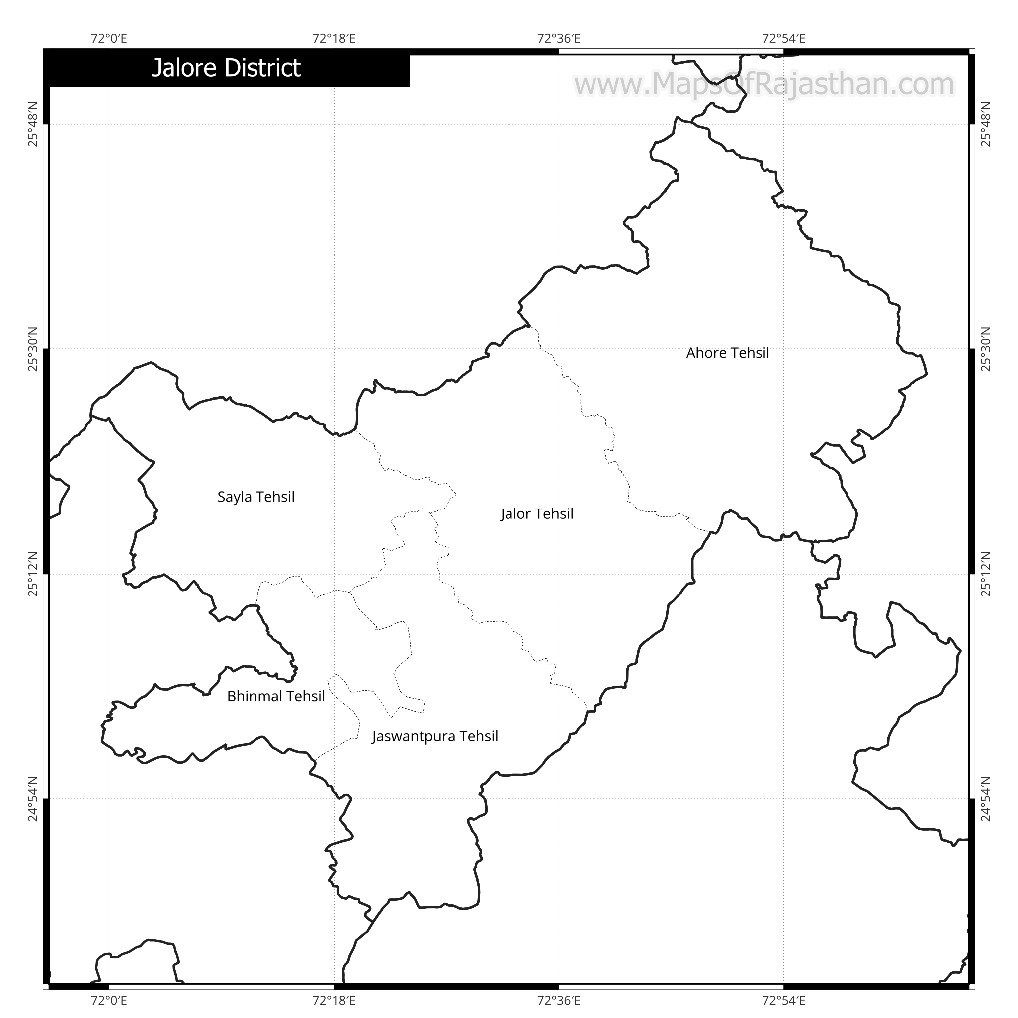 Jalore District Map With Tehsil Names