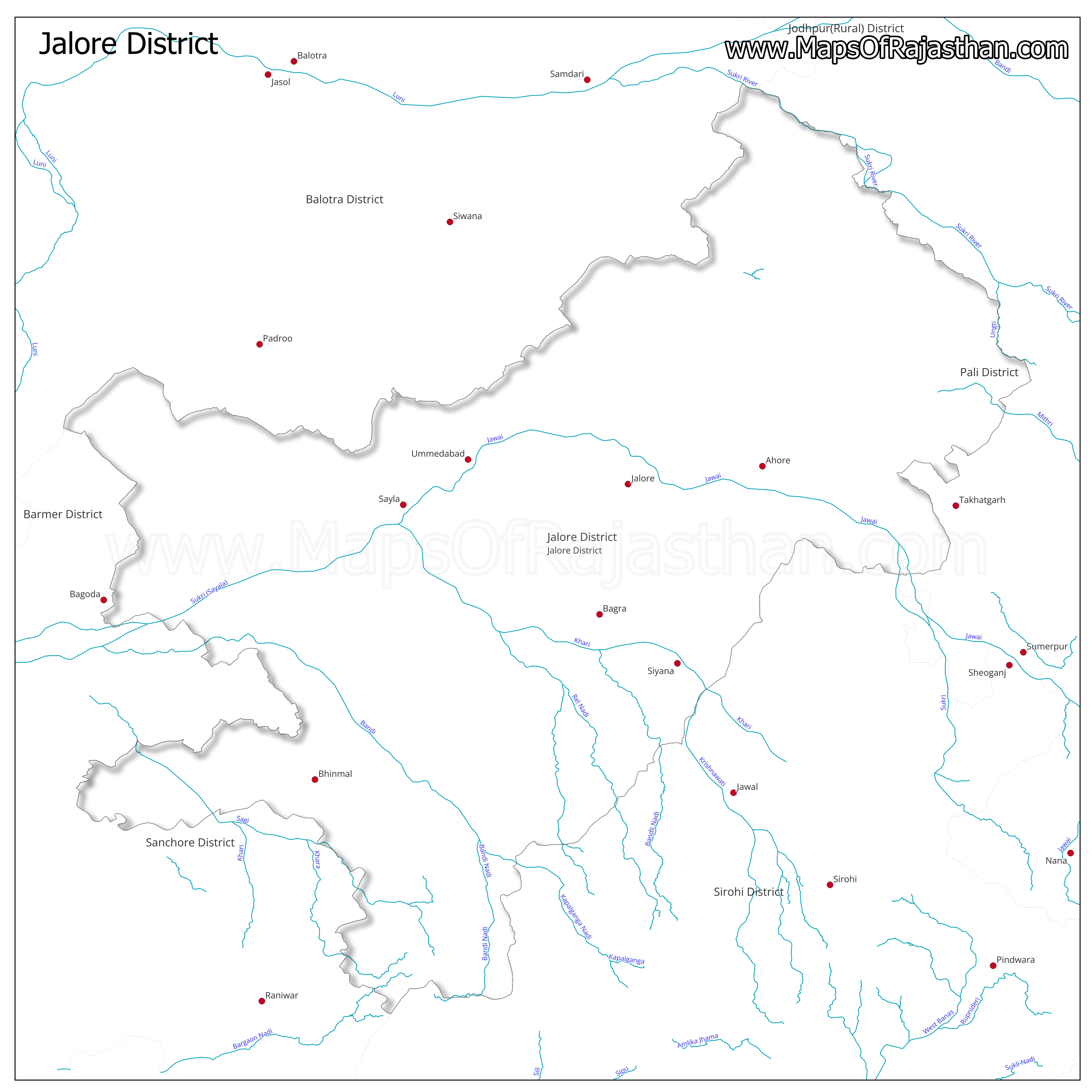 Jalore District : Rivers Map