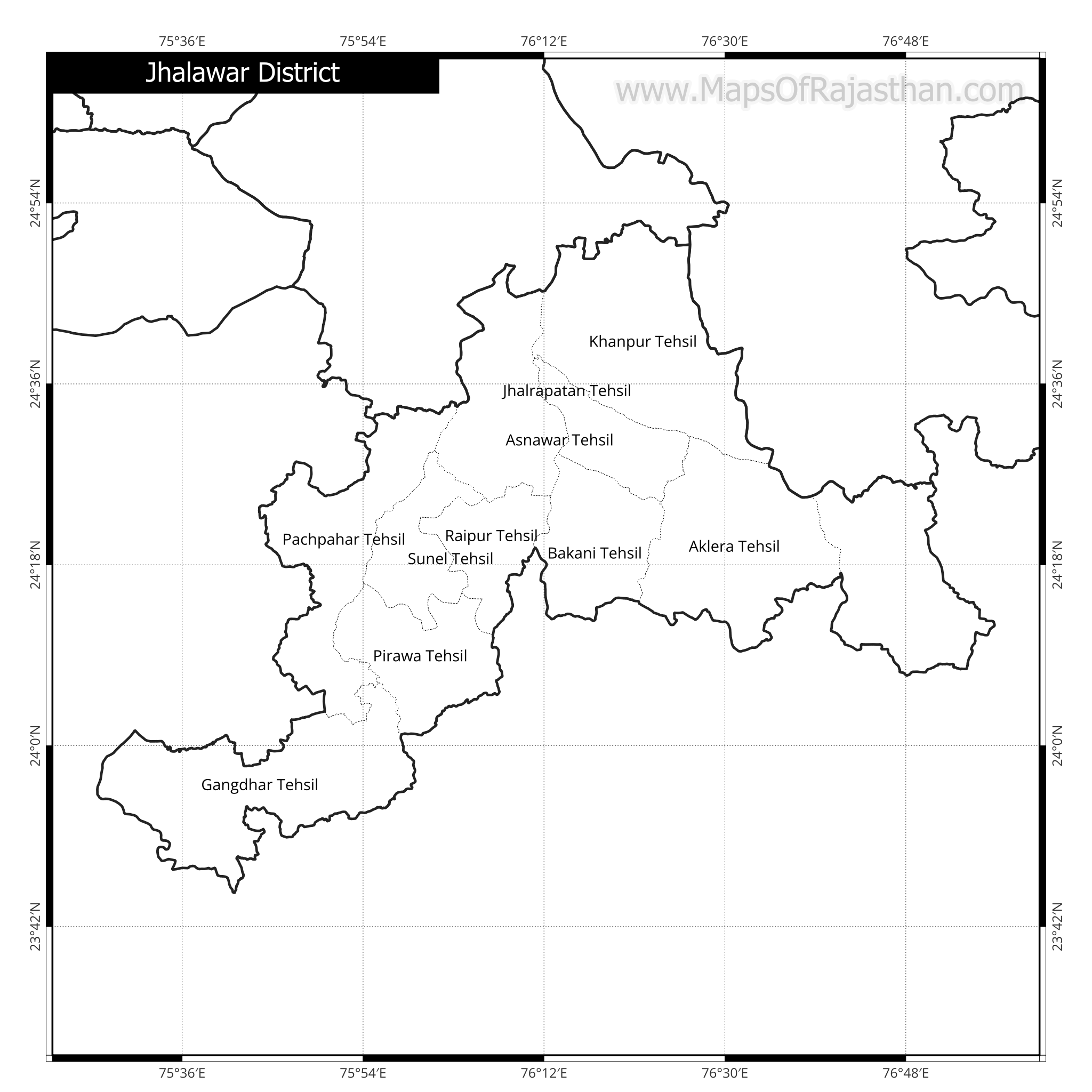 Jhalawar District Map With Tehsil Names