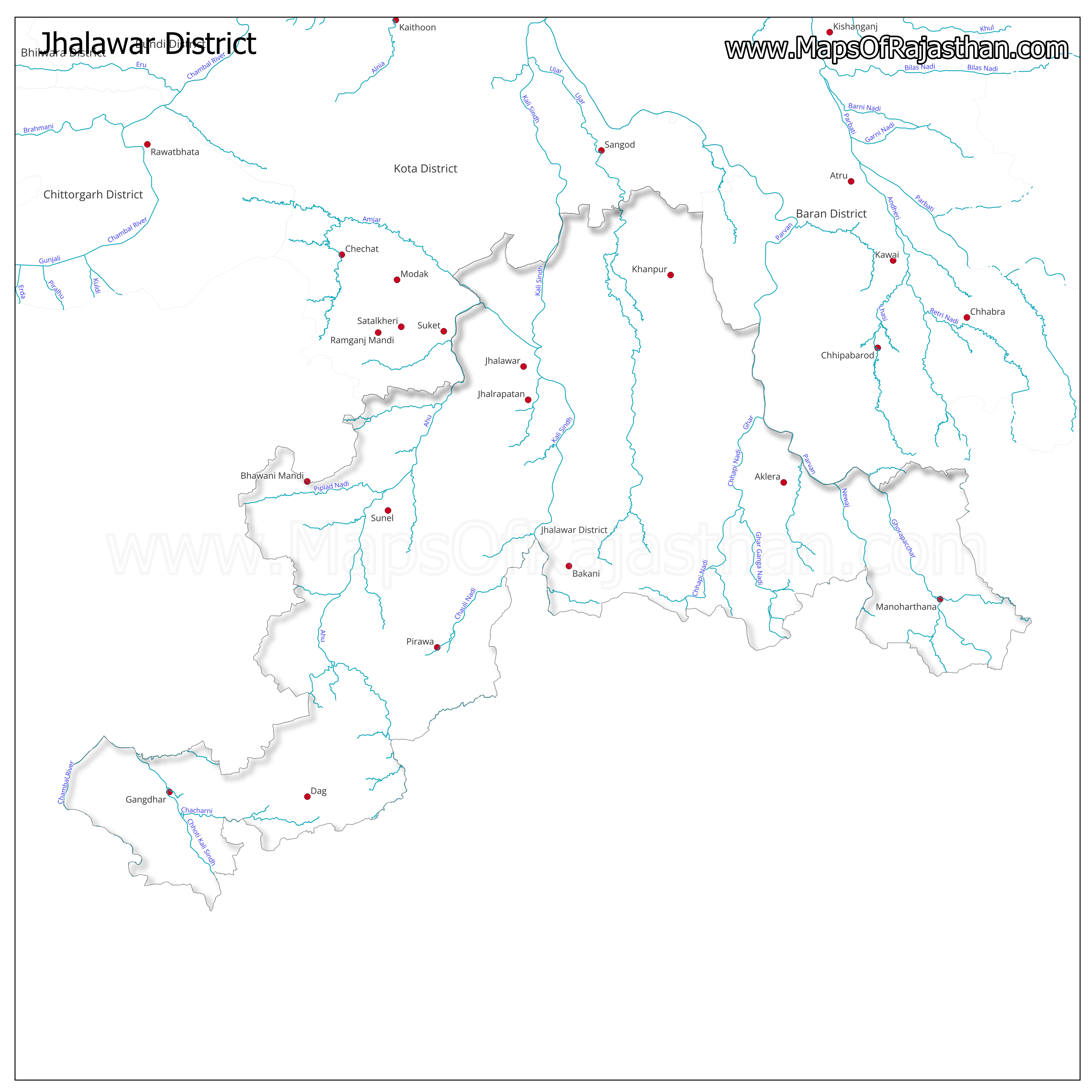 Jhalawar District : Rivers Map