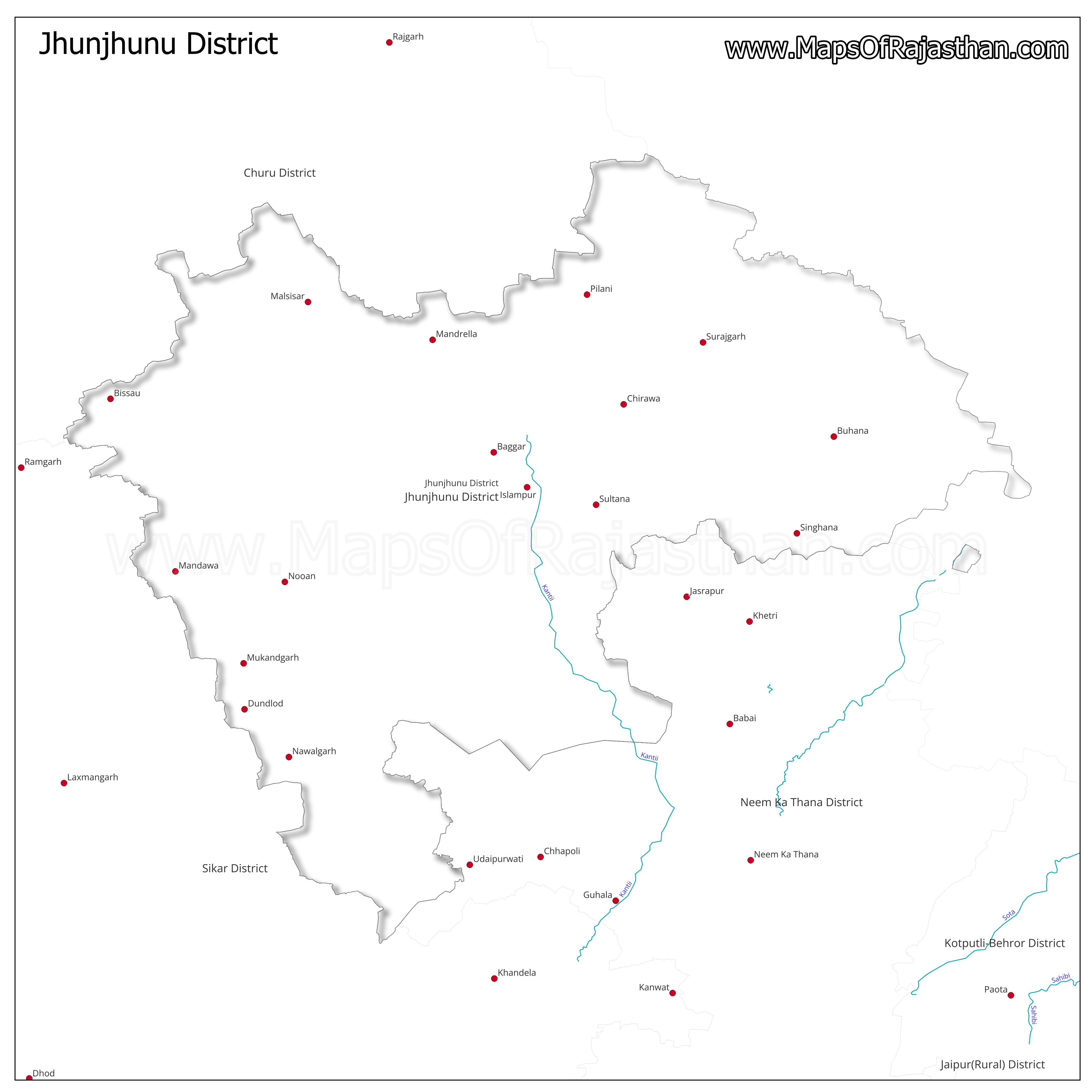 Jhunjhunu District : Rivers Map