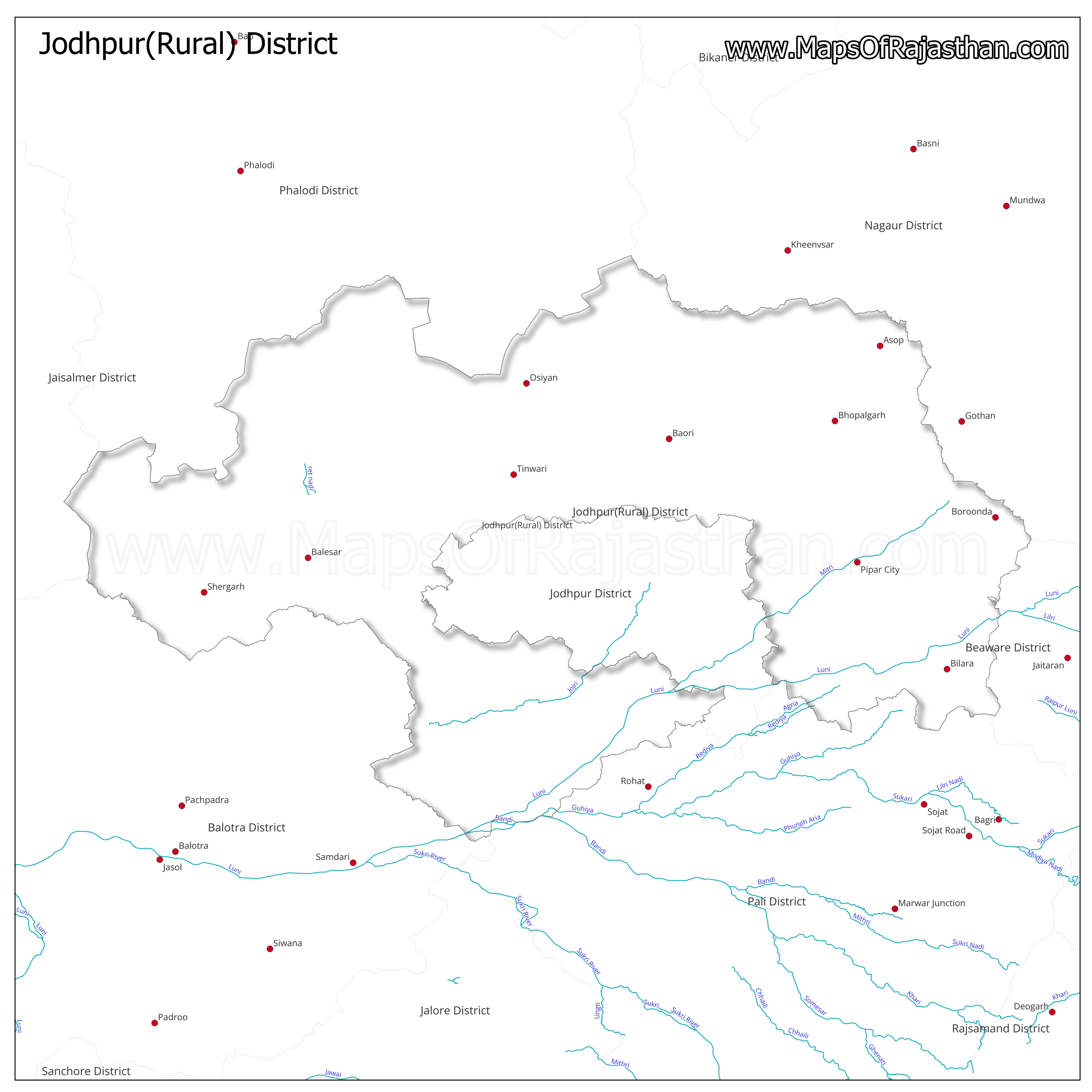 Jodhpur Rural District : Rivers Map