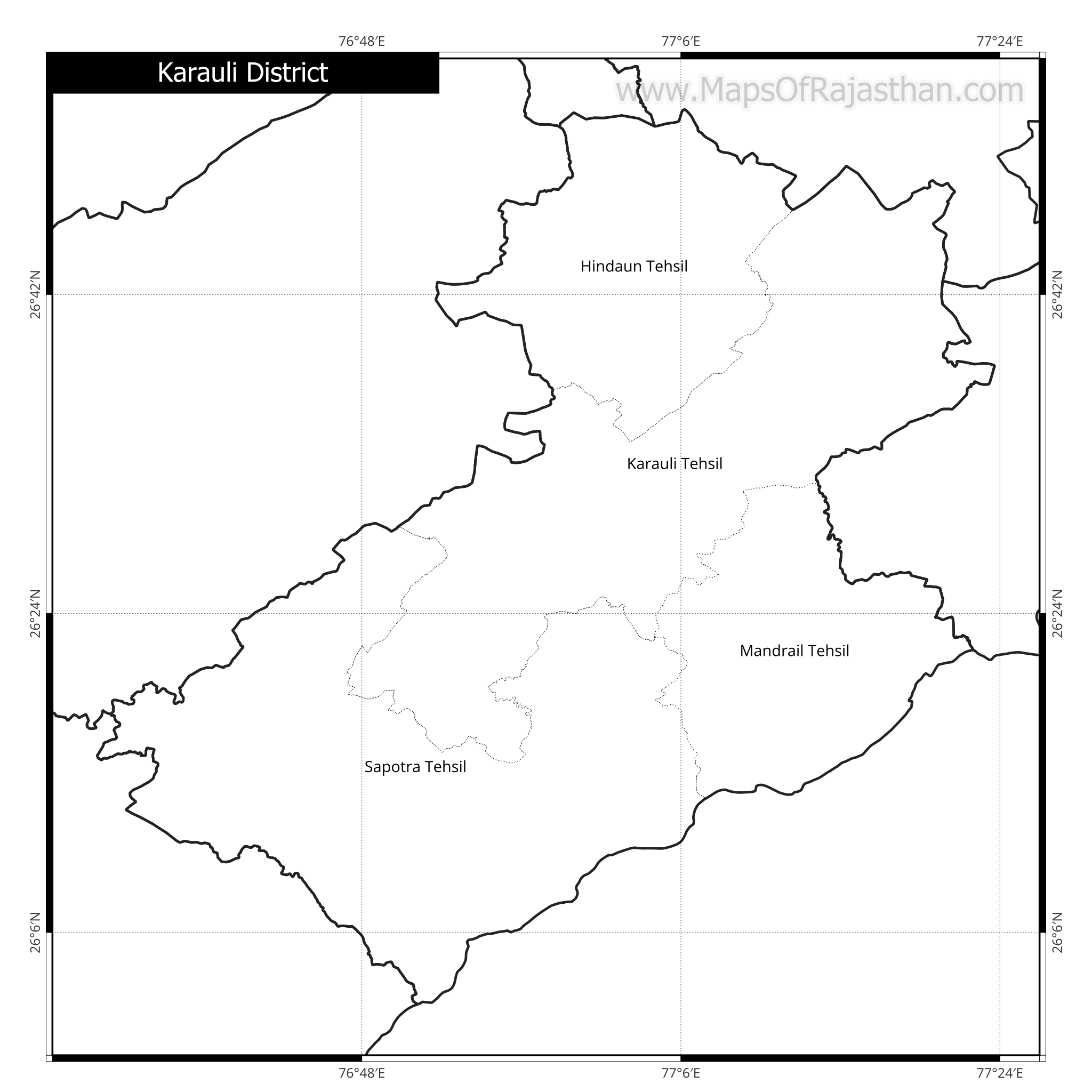 Karauli District Map With Tehsil Names
