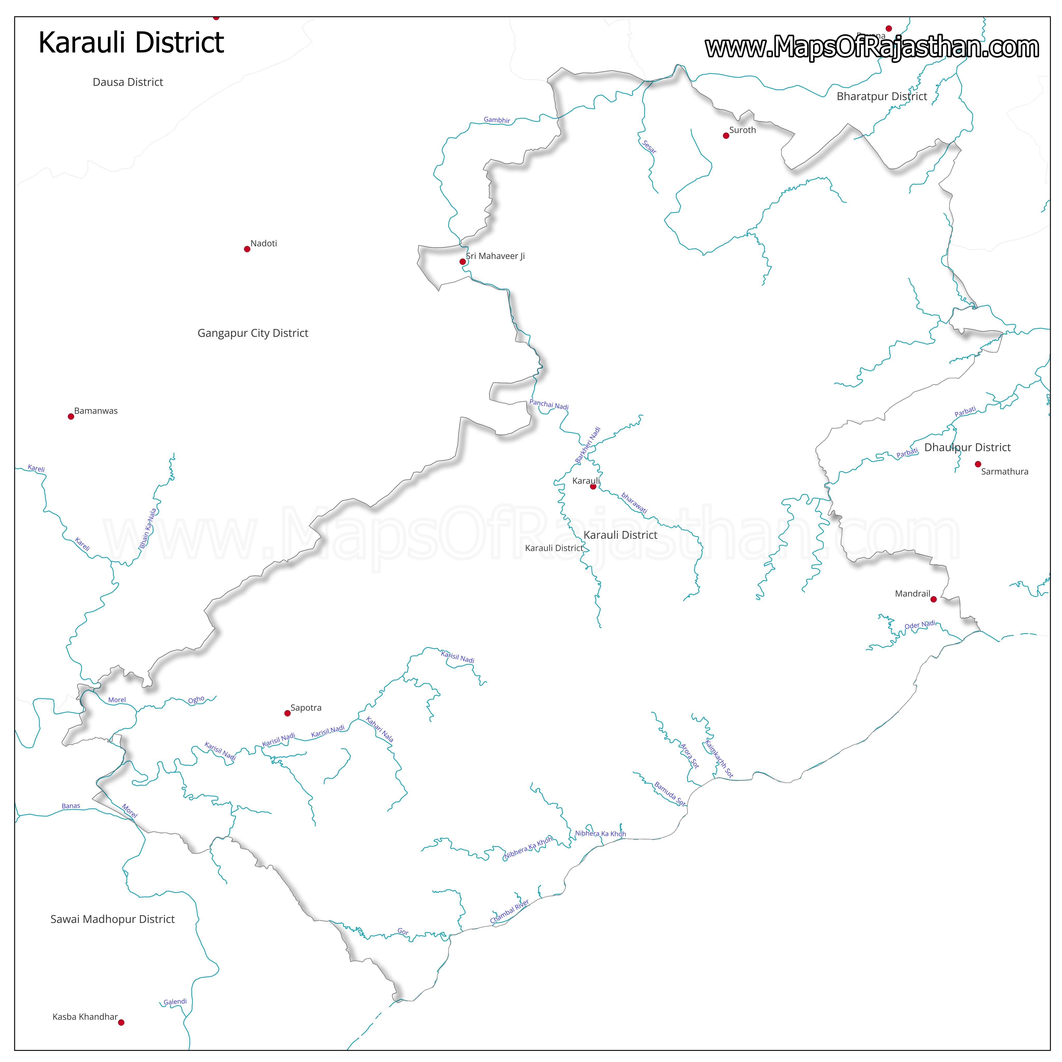 Karauli District : Rivers Map
