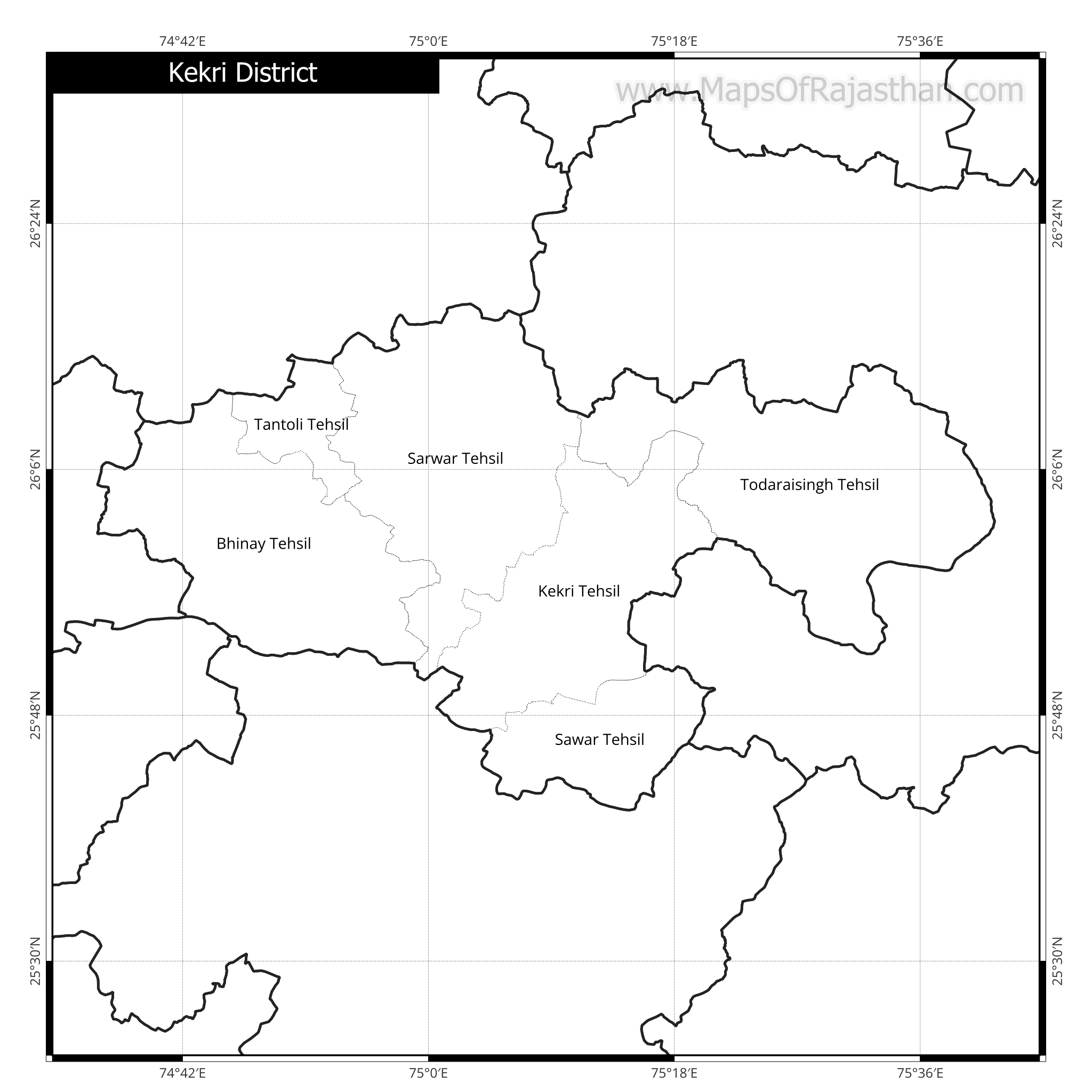 Kekri District Map With Tehsil Names