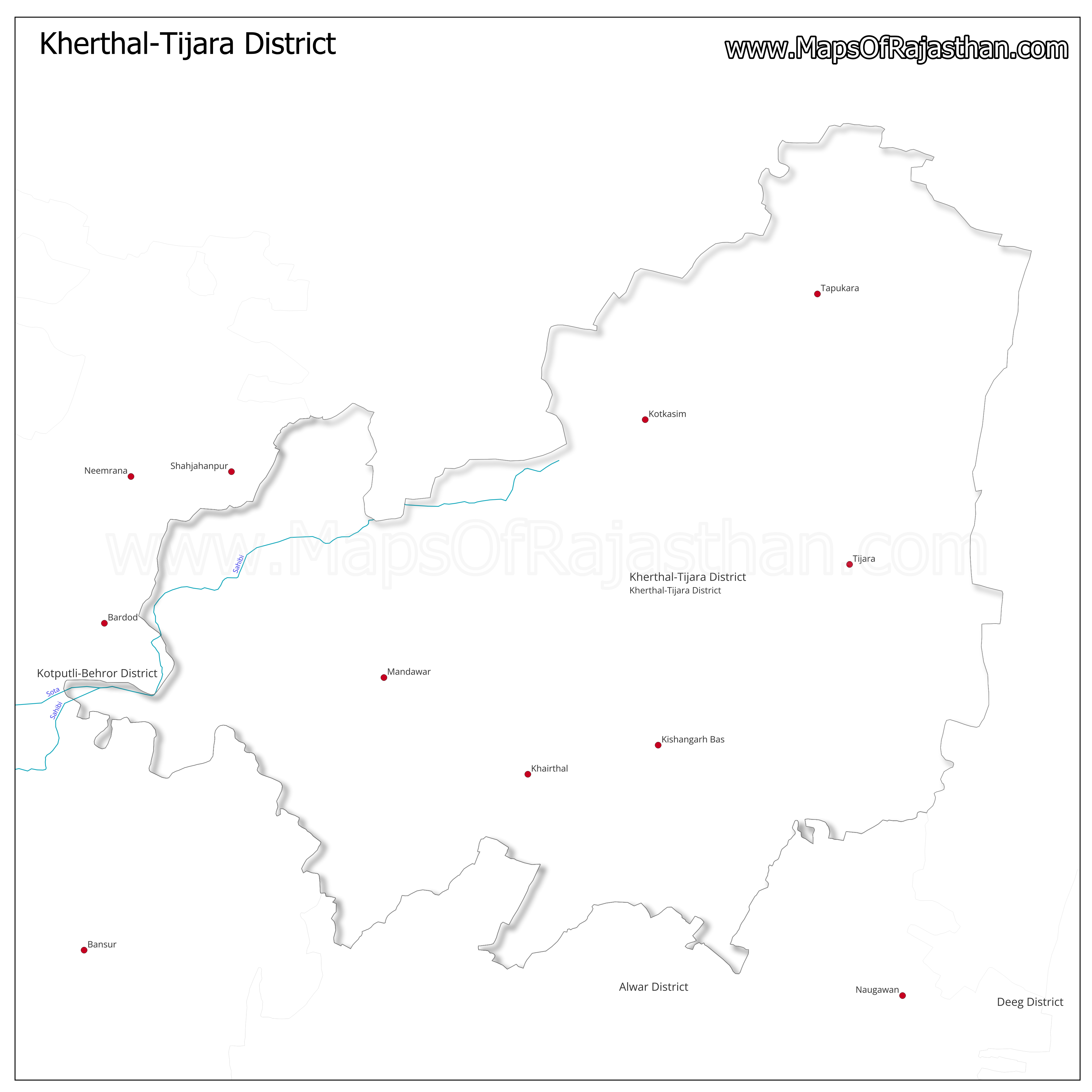 Kherthal-Tijara District : Rivers Map
