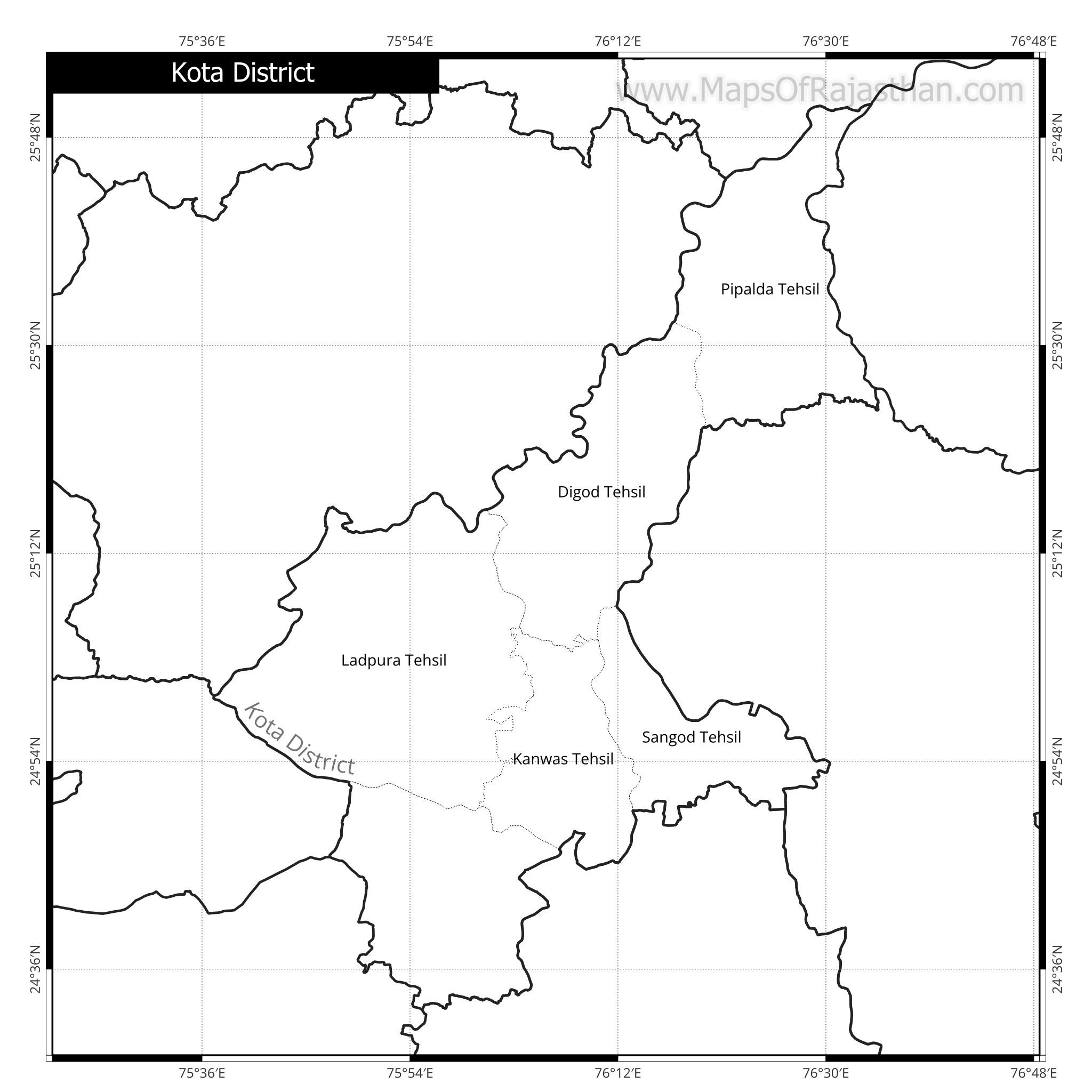 Kota District Map With Tehsil Names