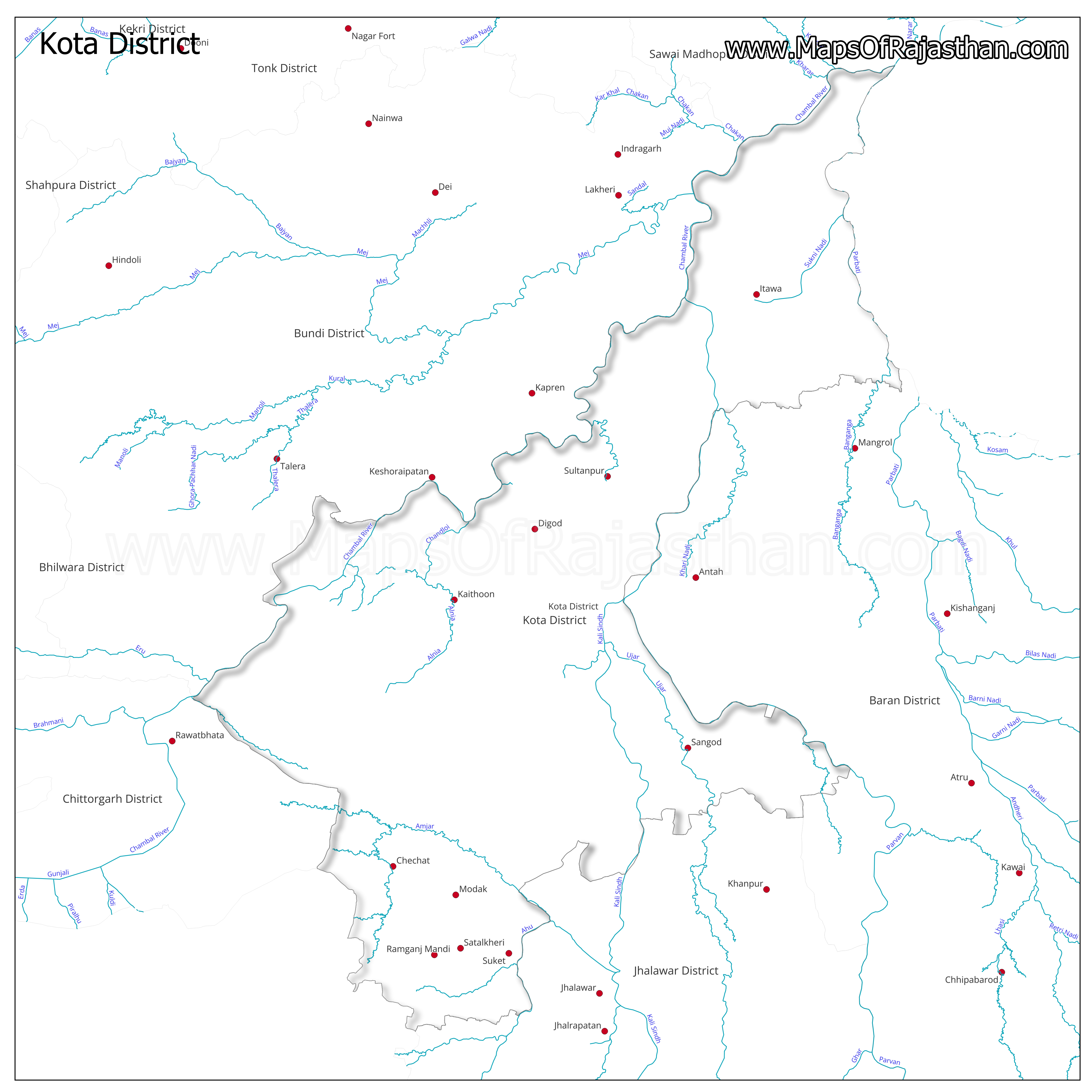 Kota District : Rivers Map