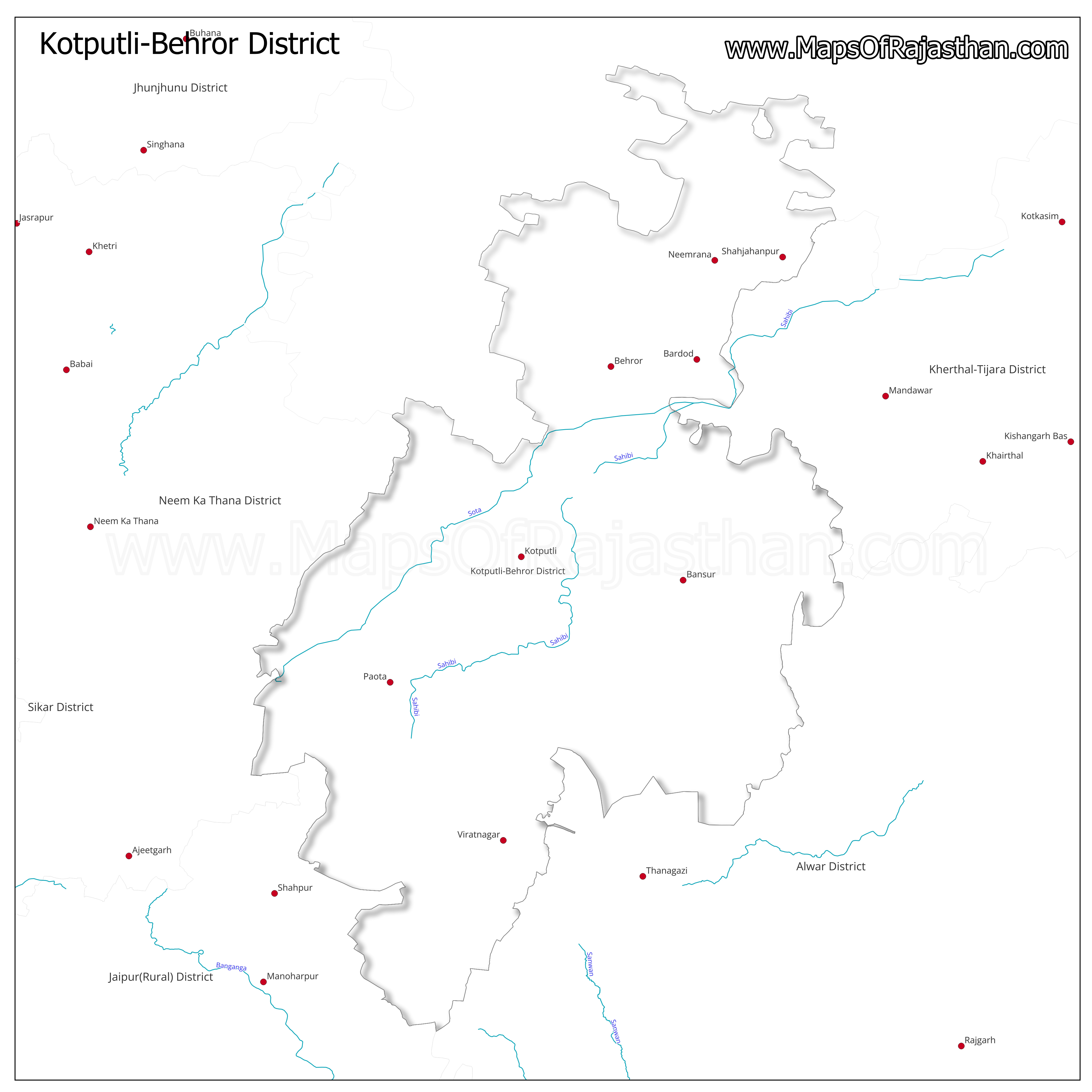 Kotputli-Behror District : Rivers Map