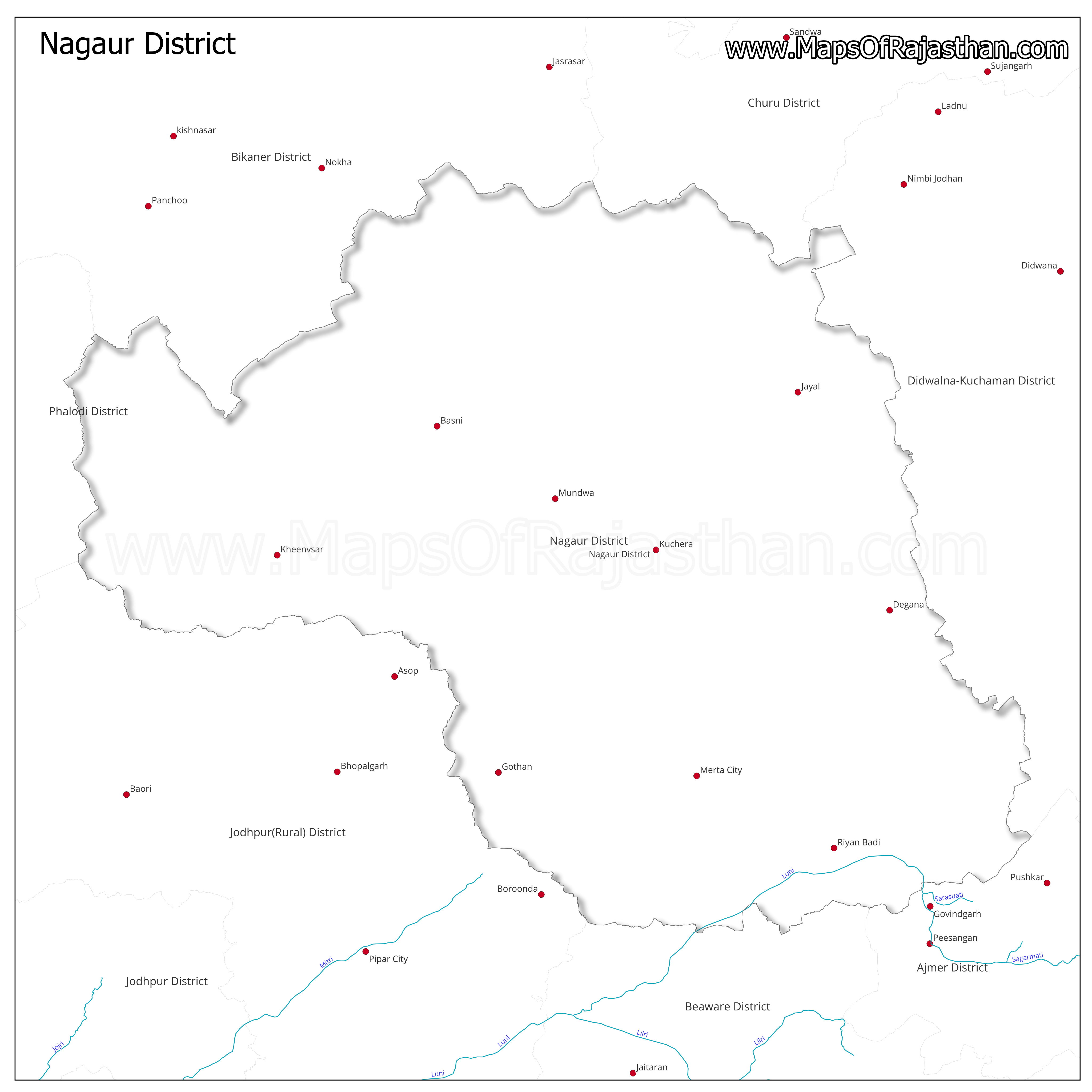 Nagaur District : Rivers Map