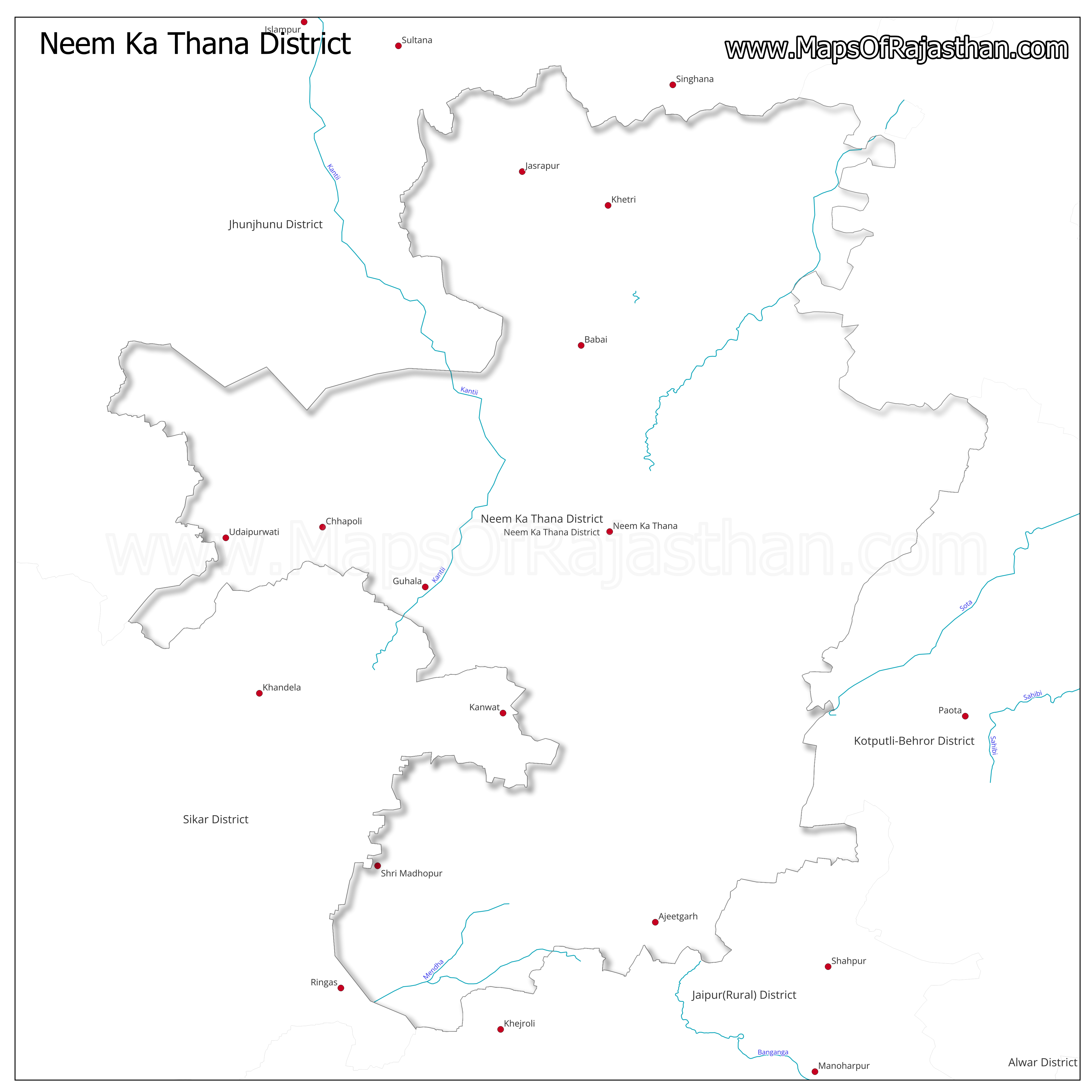 Neem Ka Thana District : Rivers Map