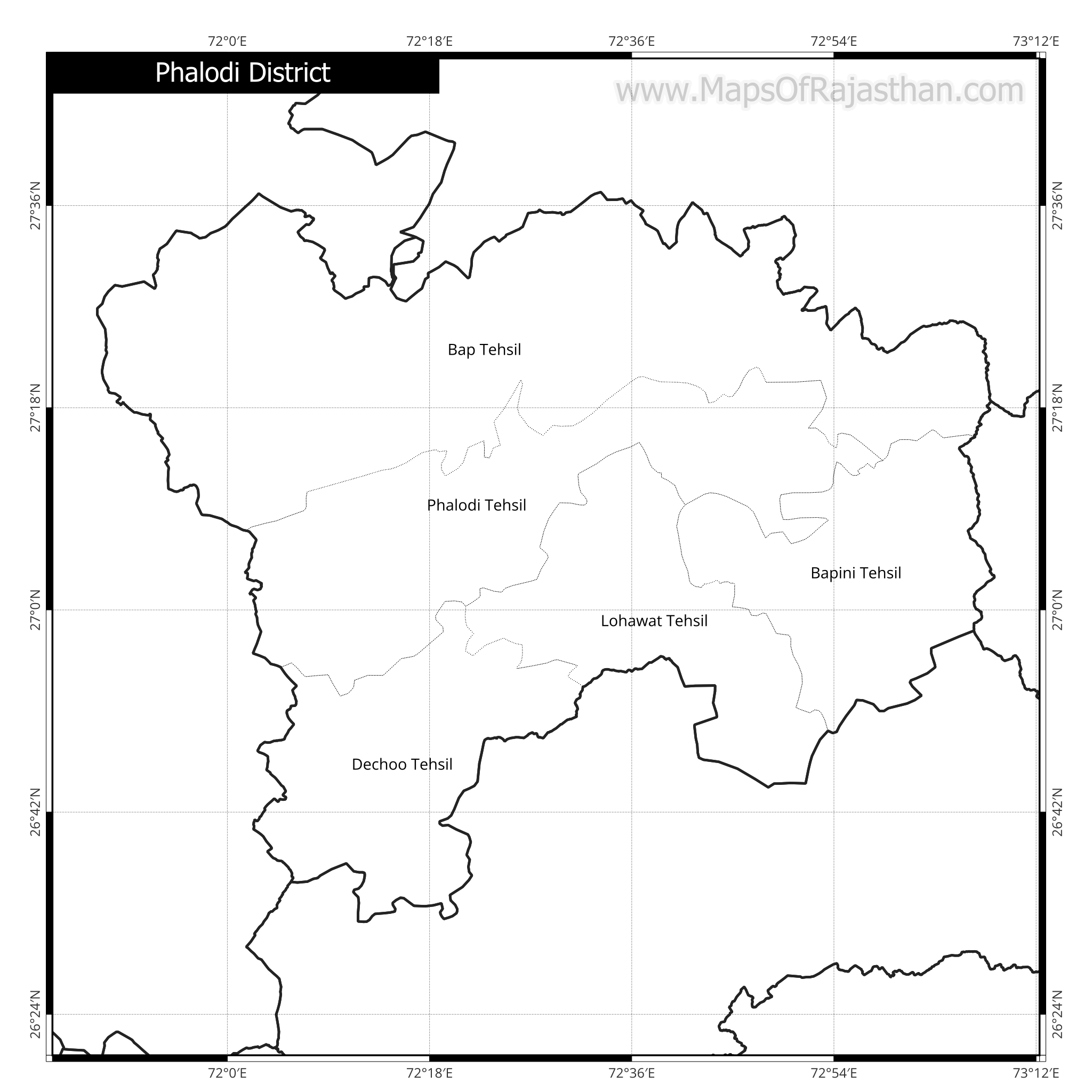Phalodi District Map With Tehsil Names