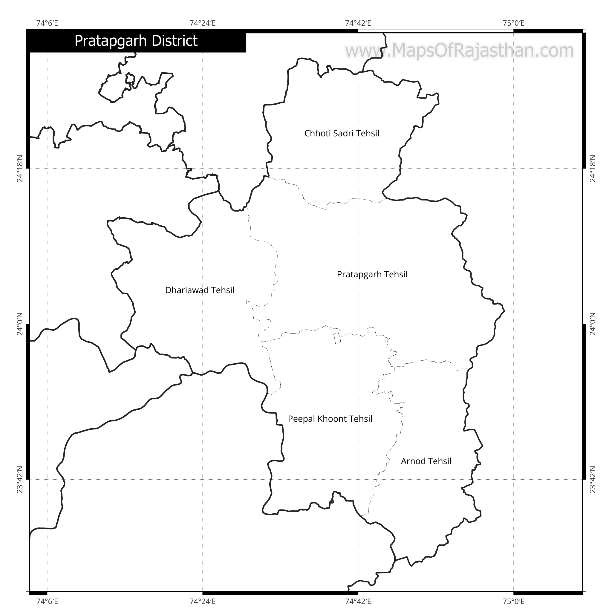 Pratapgardh District Map With Tehsil Names