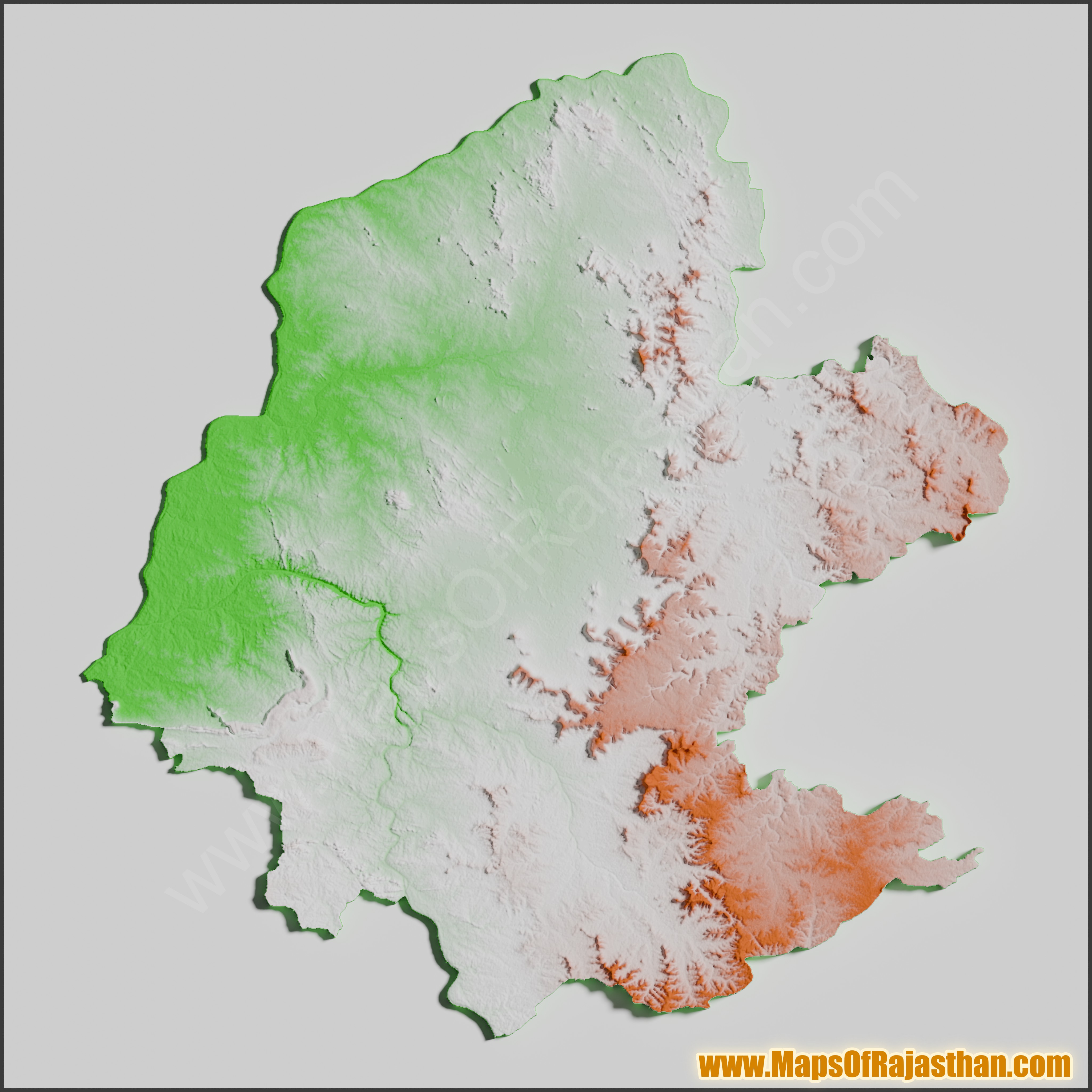 Banswara District Tricolor Map - www.mapsofrajasthan.com