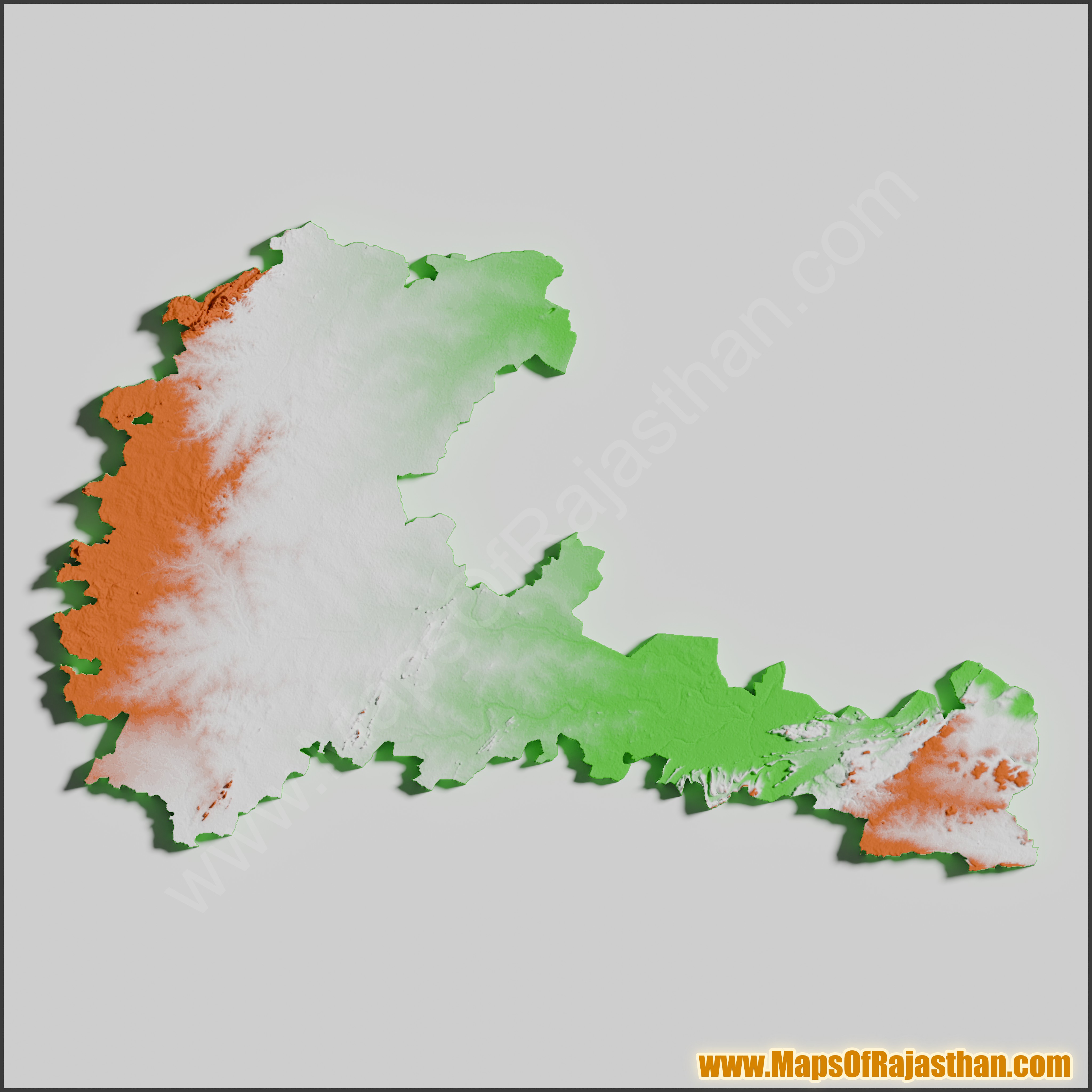 Bhilwara District Tricolor Map - www.mapsofrajasthan.com