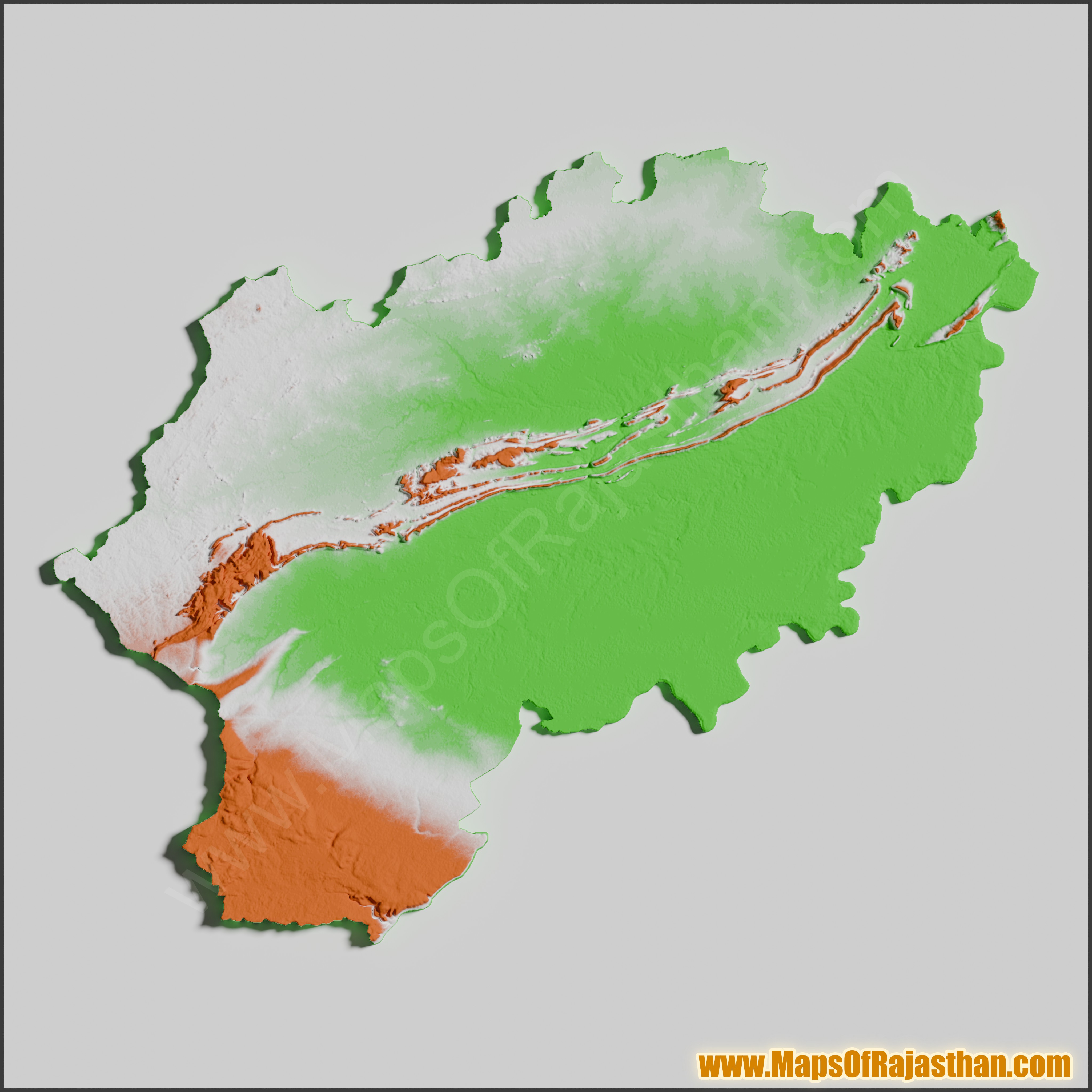 Bundi District Tricolor Map - www.mapsofrajasthan.com