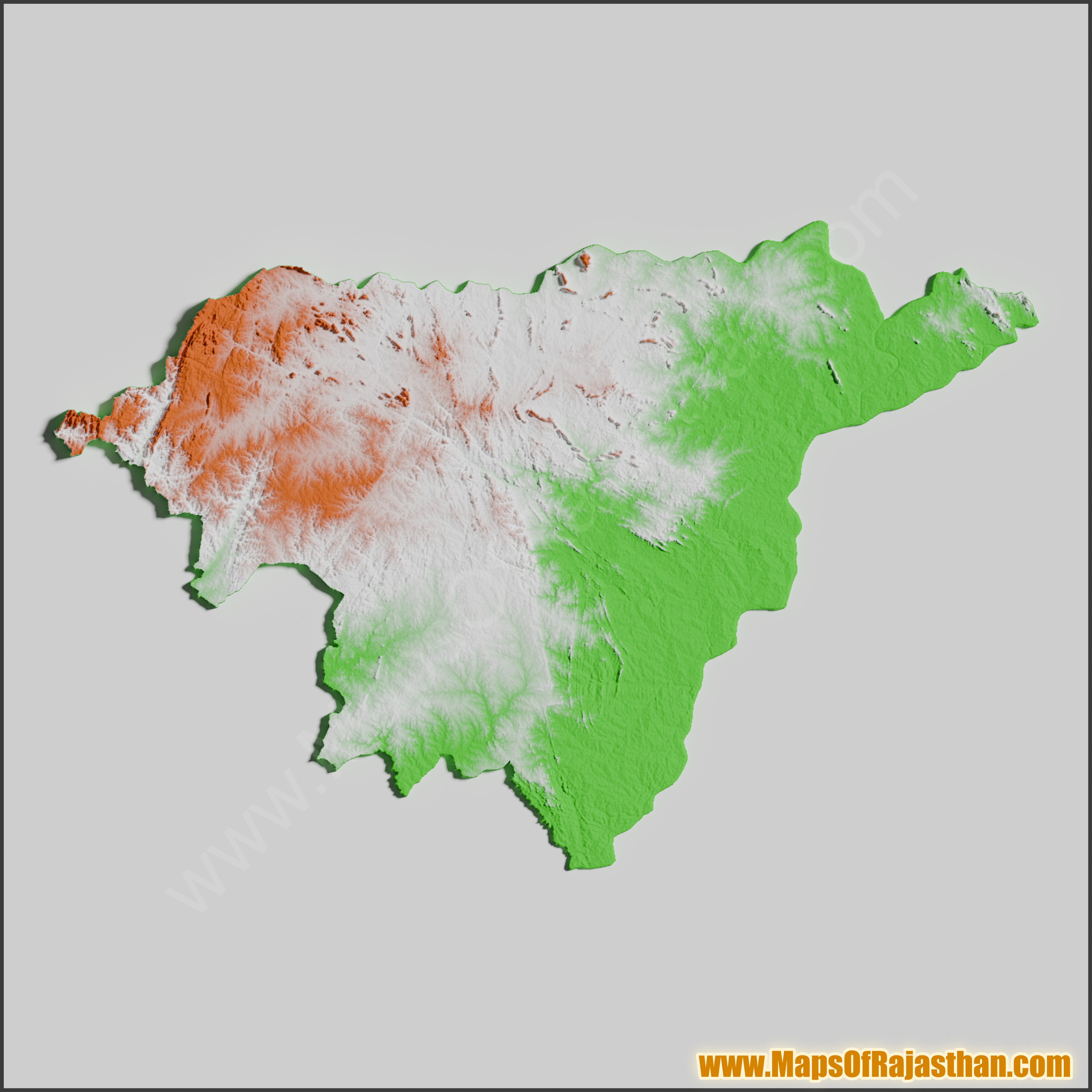 Dungarpur District Tricolor Map - www.mapsofrajasthan.com