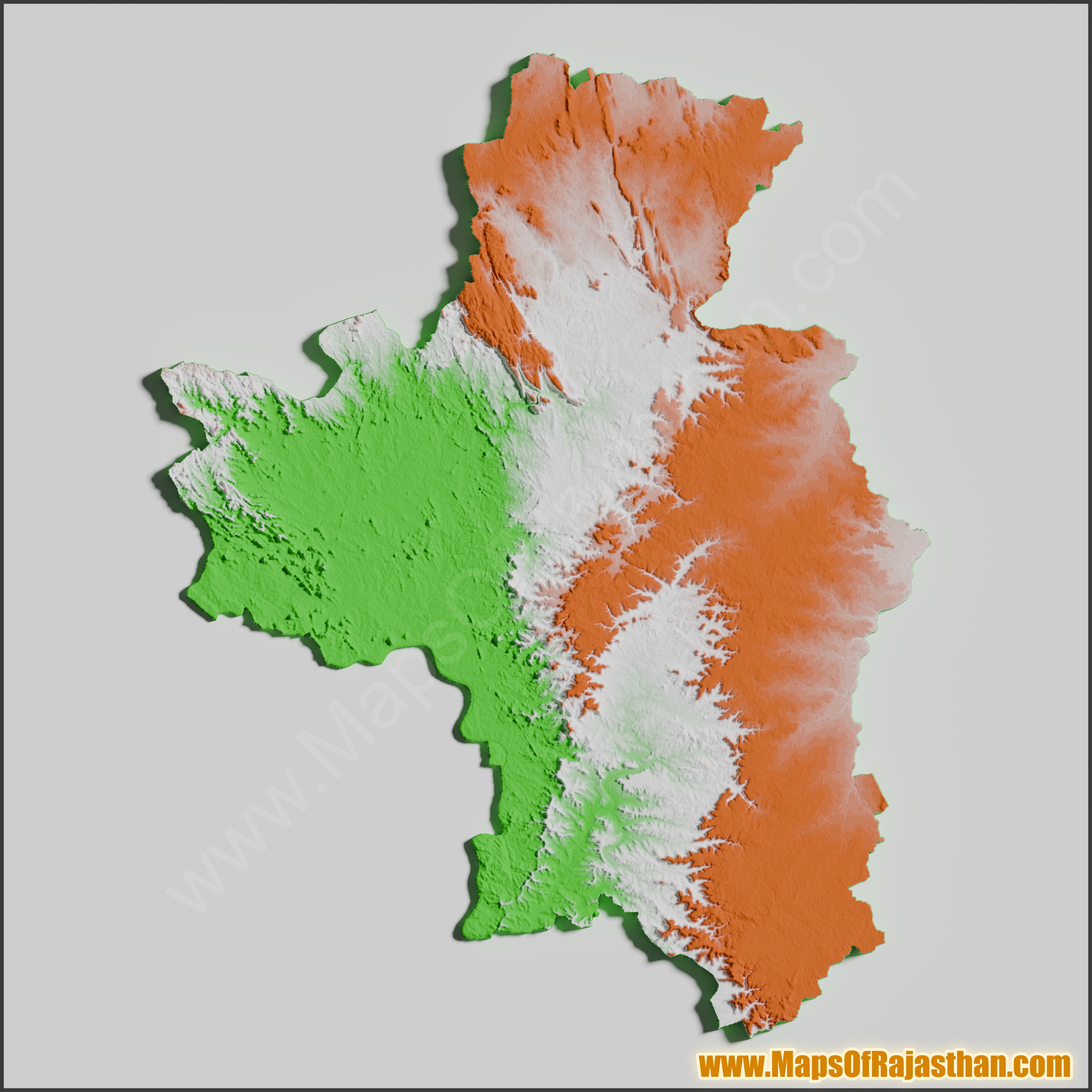 Pratapgarh District Tricolor Map - www.mapsofrajasthan.com