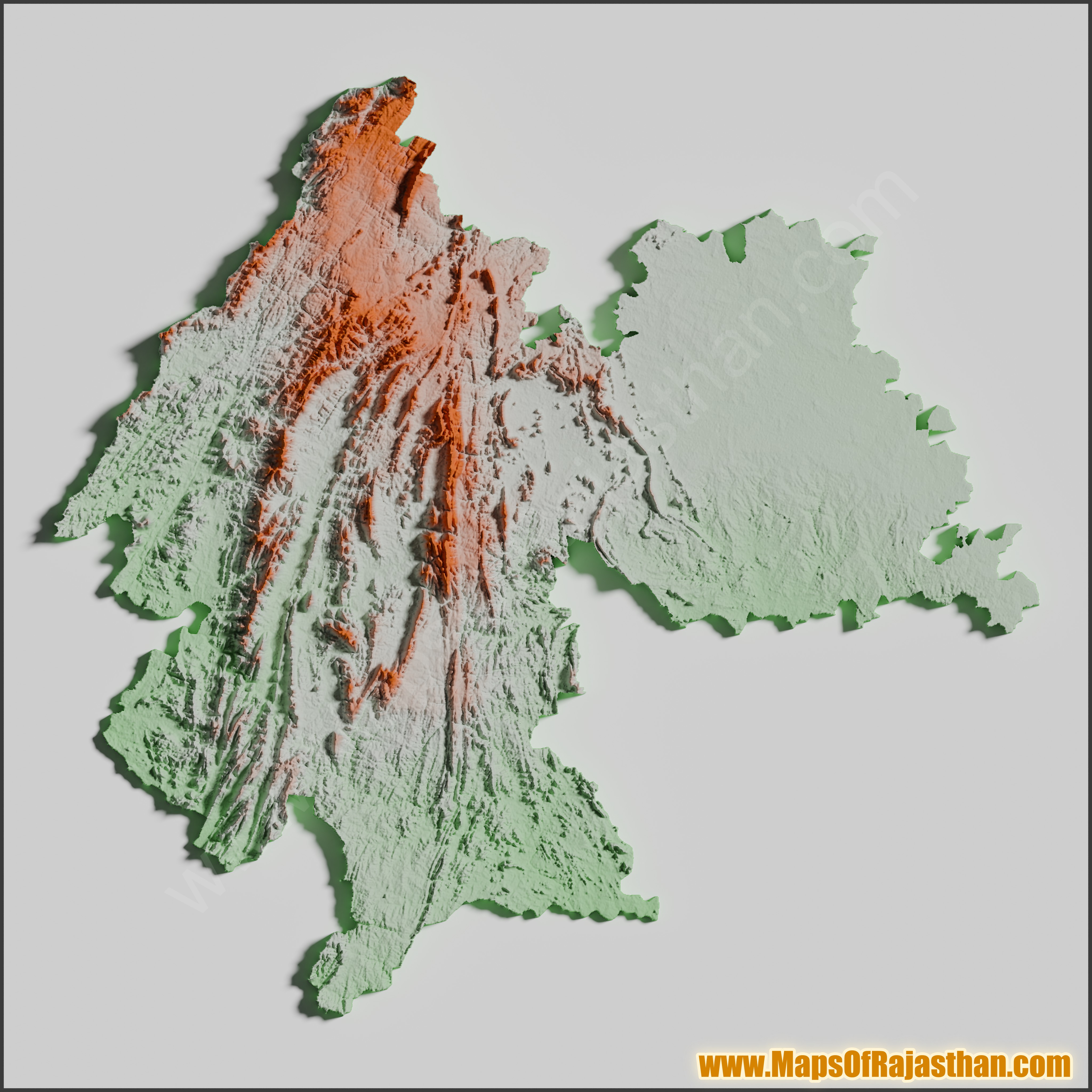 Udaipur District Tricolor Map - www.mapsofrajasthan.com